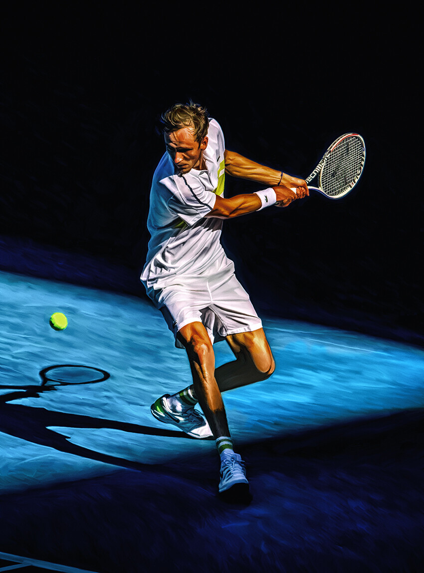 850x1148   Artstation - Даниил Медведев на австралийском открытом 2021 году. Tennis Fan Art Gift .