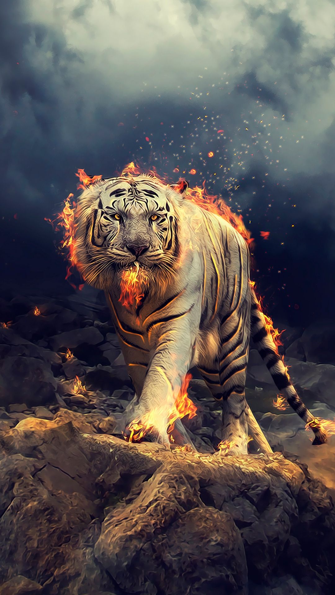 1080x1920  white Tiger 8K обои # 4.573 