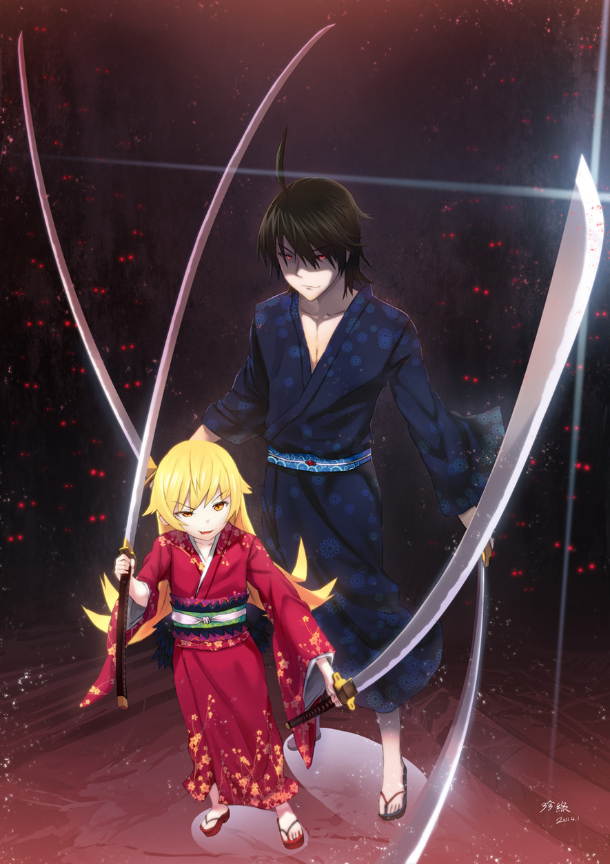 885x1253   Arararagi и Shinobu, Anime, Monogatar, vampiros, vampiros, hd wappires, vampiros 