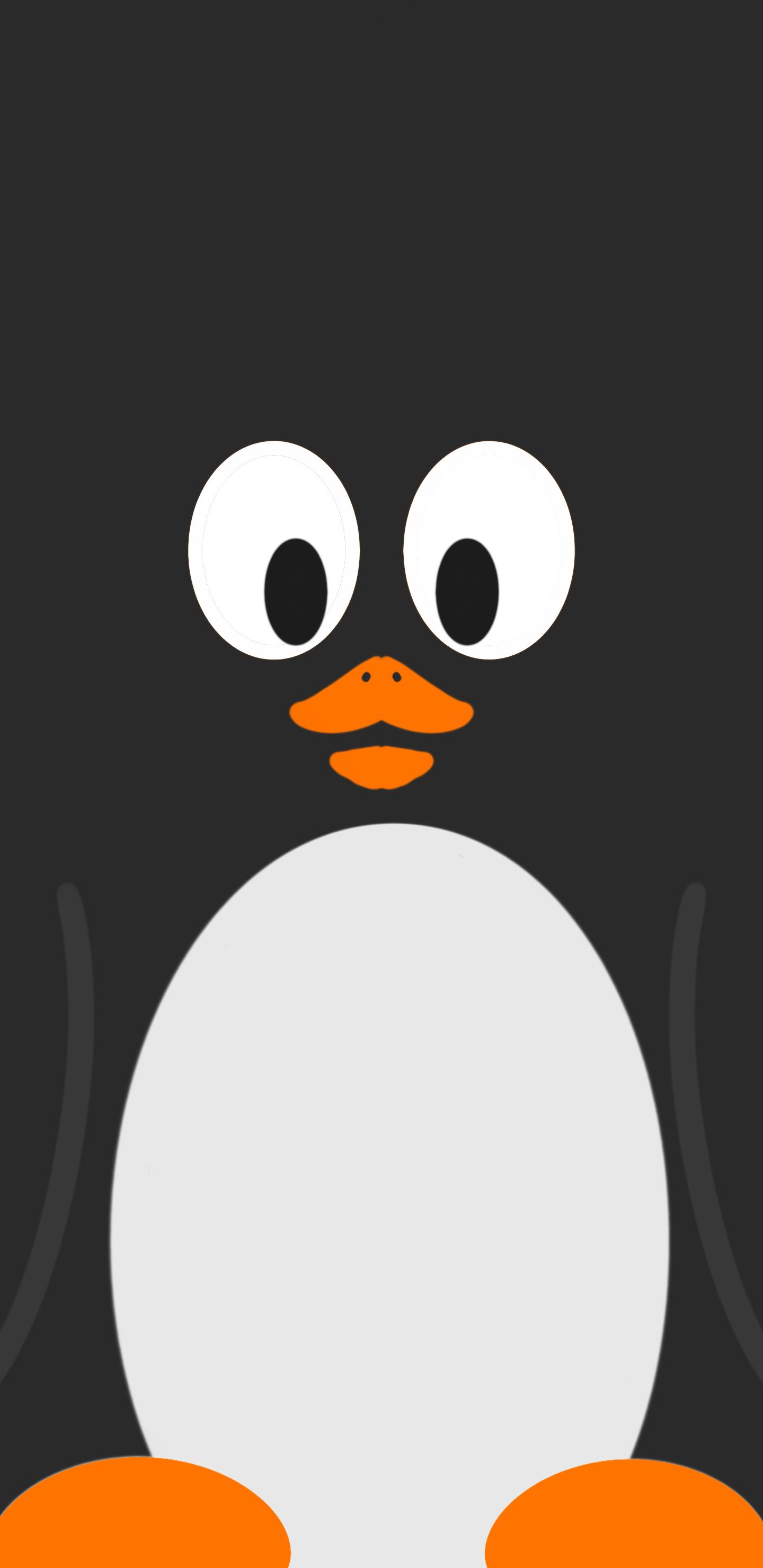 Пингвин мультяшный на черном фоне