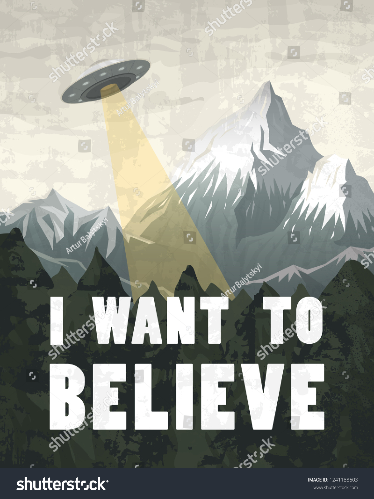 1200x1600   Оригинальная графика «Ufo Flying Saucer On Background Mountains» 1241188603