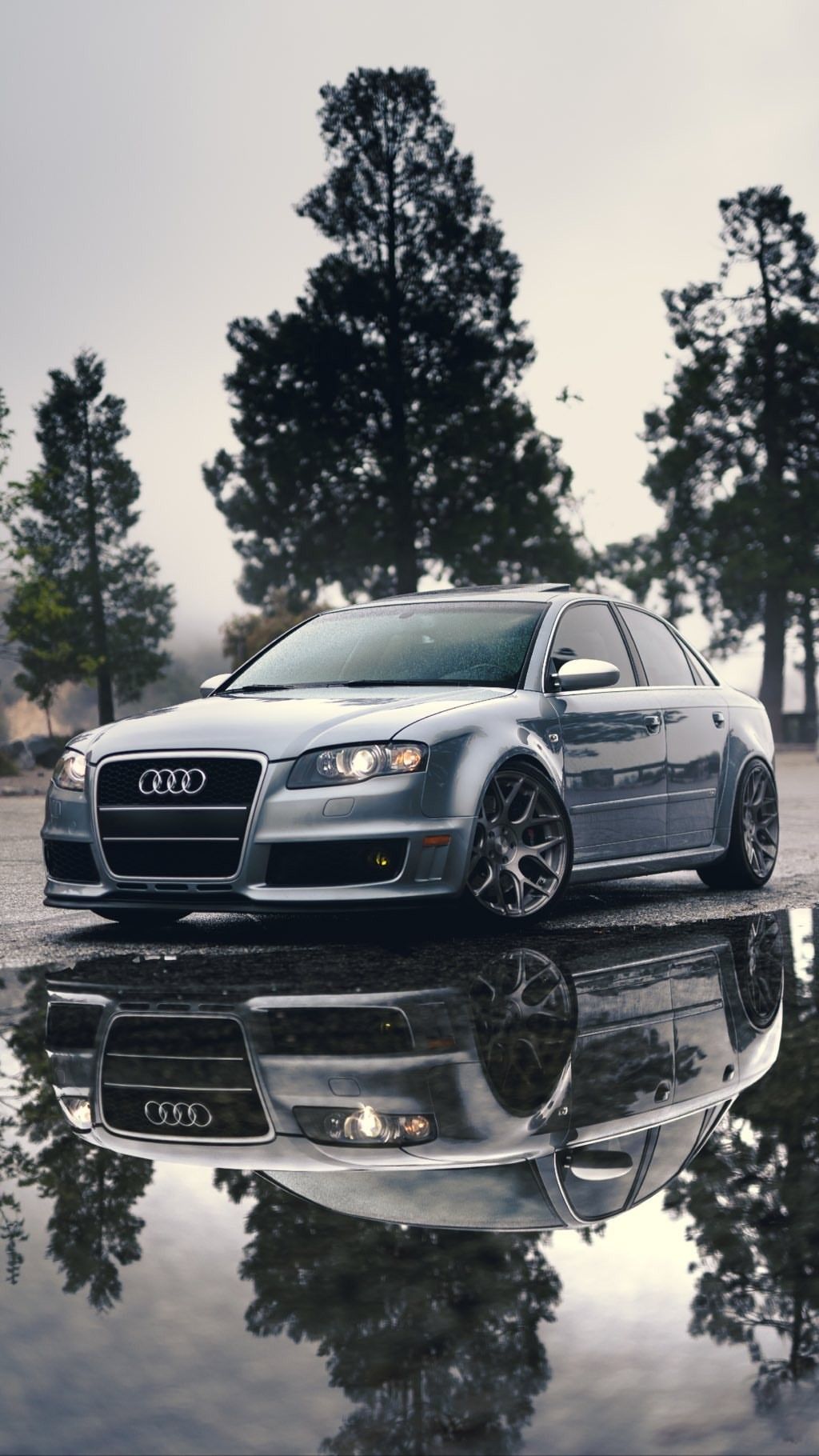 1024x1820  AUDI CAR, Audi Audi, Audi A4 B7__Load. Вид спереди, зеленый Samsung Galaxy Mini S3, S5, Neo, Alpha, Sony Xperia Compact Z1, Z2, Z3, Asus Zenfone HD фоновая фон 