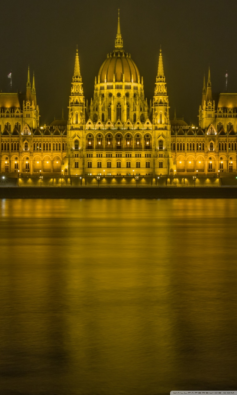 768x1280  HUNGARY, BUDAPEEST, CityScape, Night, River, Bridge 750x1334 iPhone 8/7/6/6S обои, фон, изображение, Image