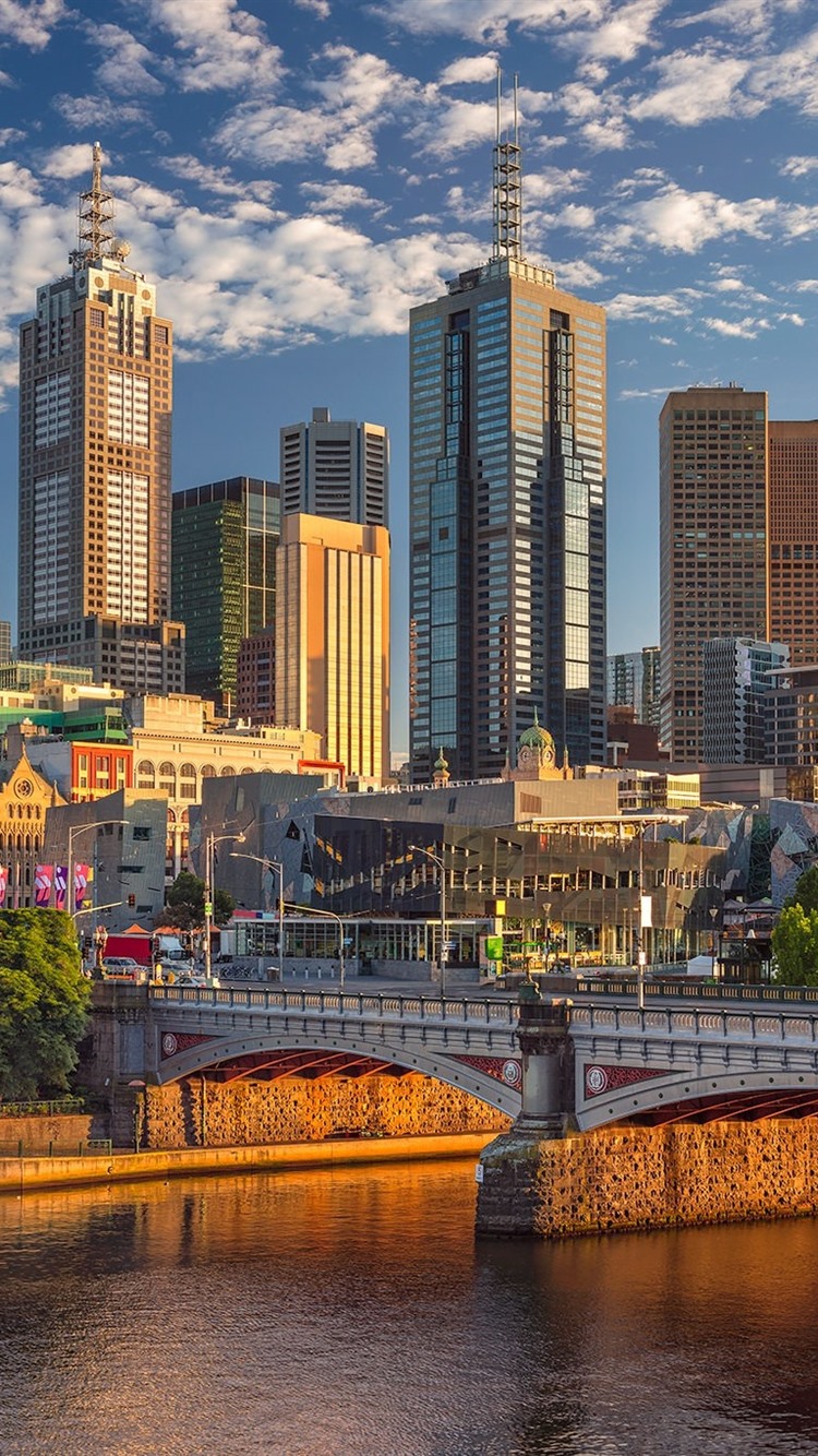 750x1334  Wallpaper Australia, Melbourne, skyscrapers, city, bridge, river, sunshine  1920x1200 HD Picture, Image