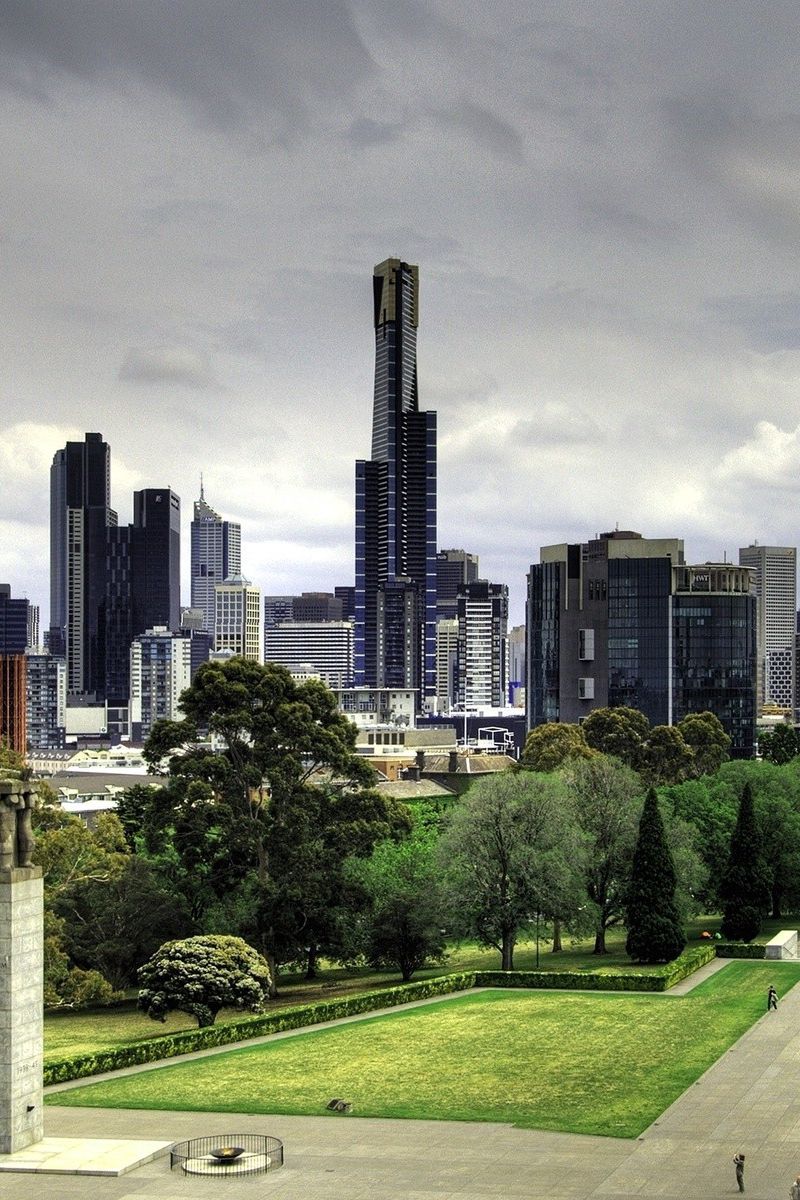 800x1200  download обои 800x1200 Австралия, Мельбурн, небоскребы, природа, парк, Beautiful Walk, здания iPhone 4S/4 для Parallax HD фоновое значение 