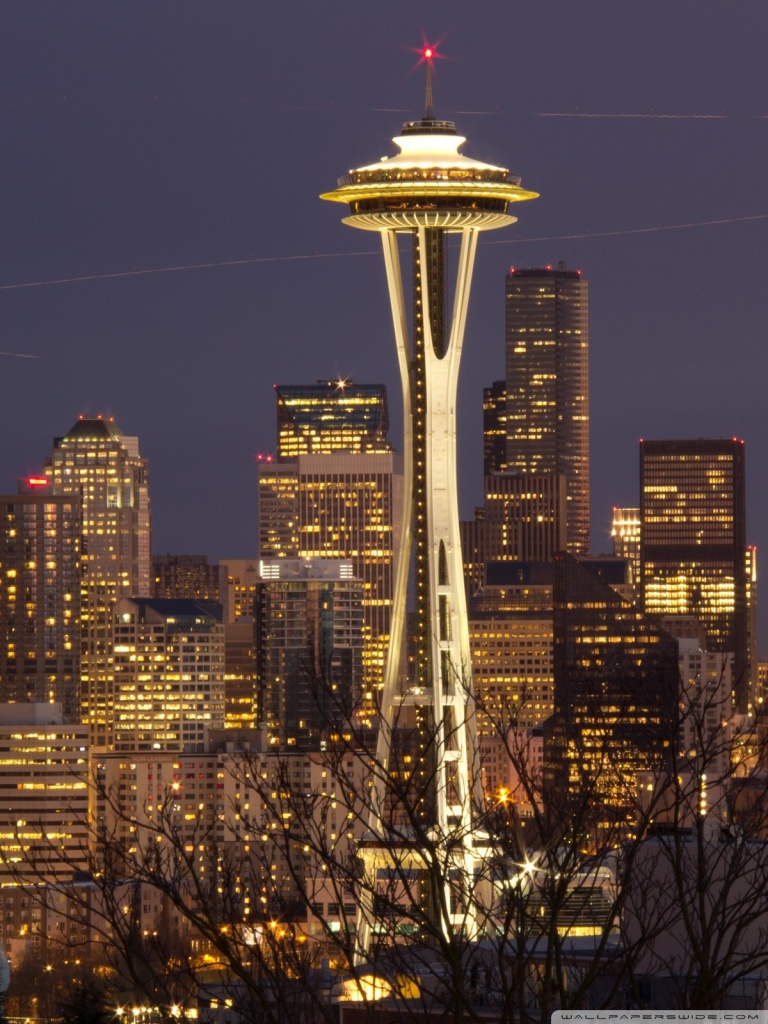 768x1024  Download wallpaper 4160x6240 tower, architecture, bw, branches, seattle,  usa hd background