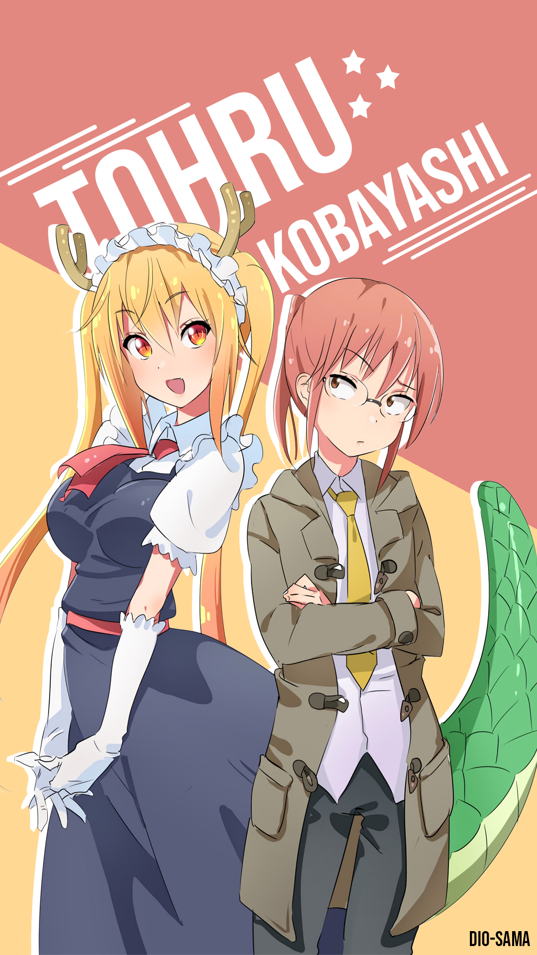 1080x1920  miss Kobayashi с драконькой горничной камуи рендерин Аниме изображение доска 