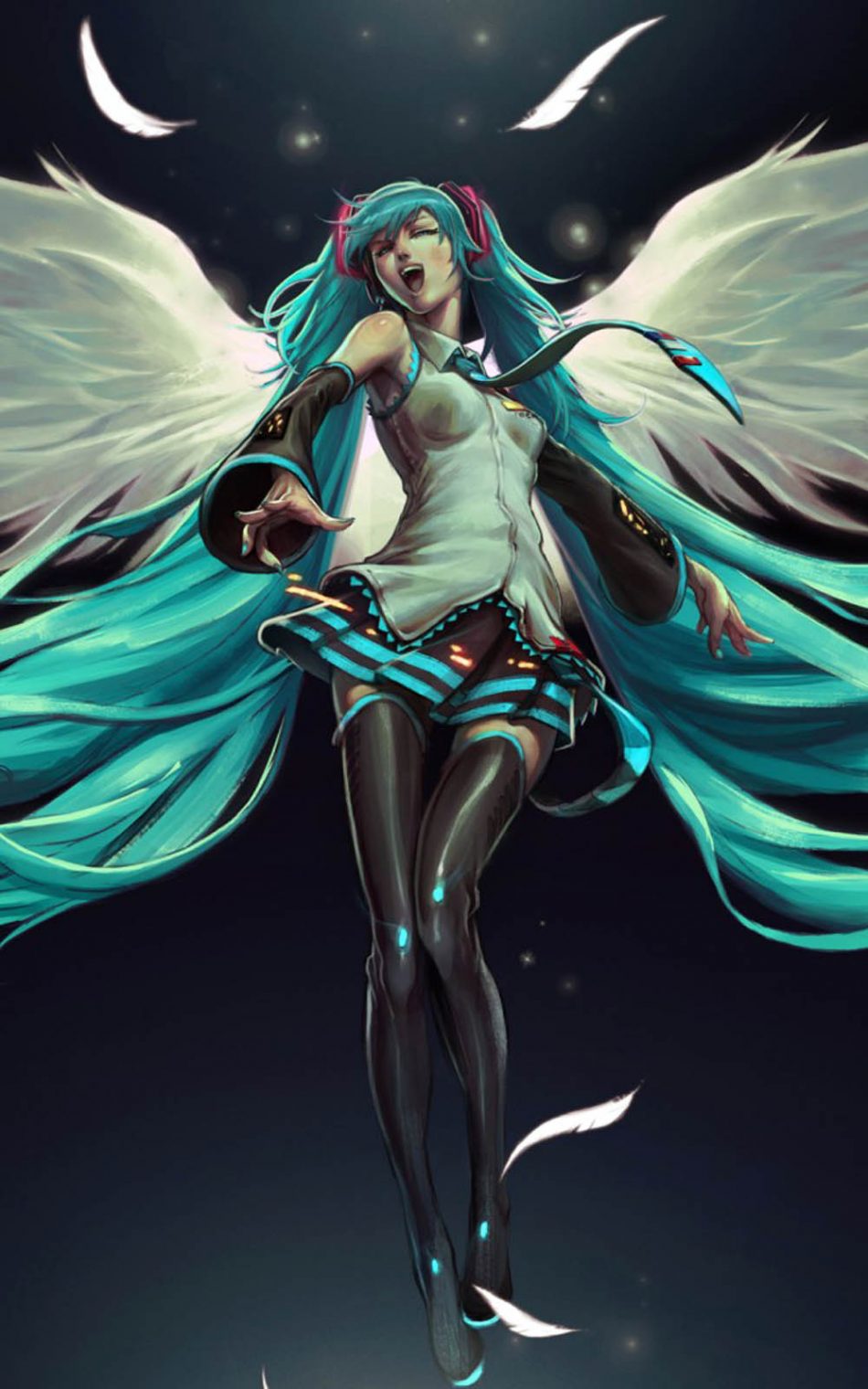 950x1520 Hatsune Miku Angel 4K Ultra HD Mobile Wallpaper