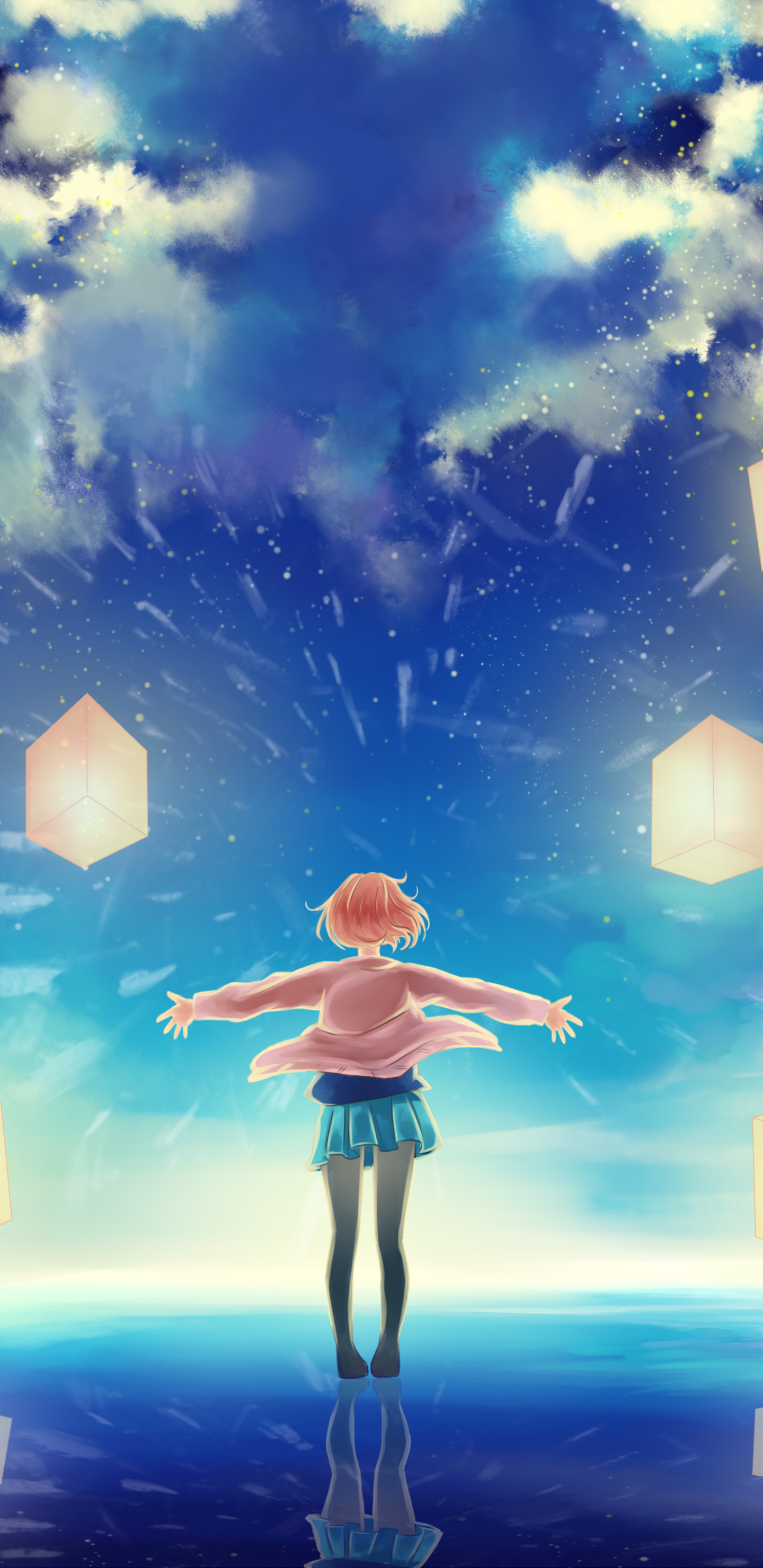 1440x2960  kyoukai no kanata, аниме, за границами, небо, HD Phone обои | PEACKPX