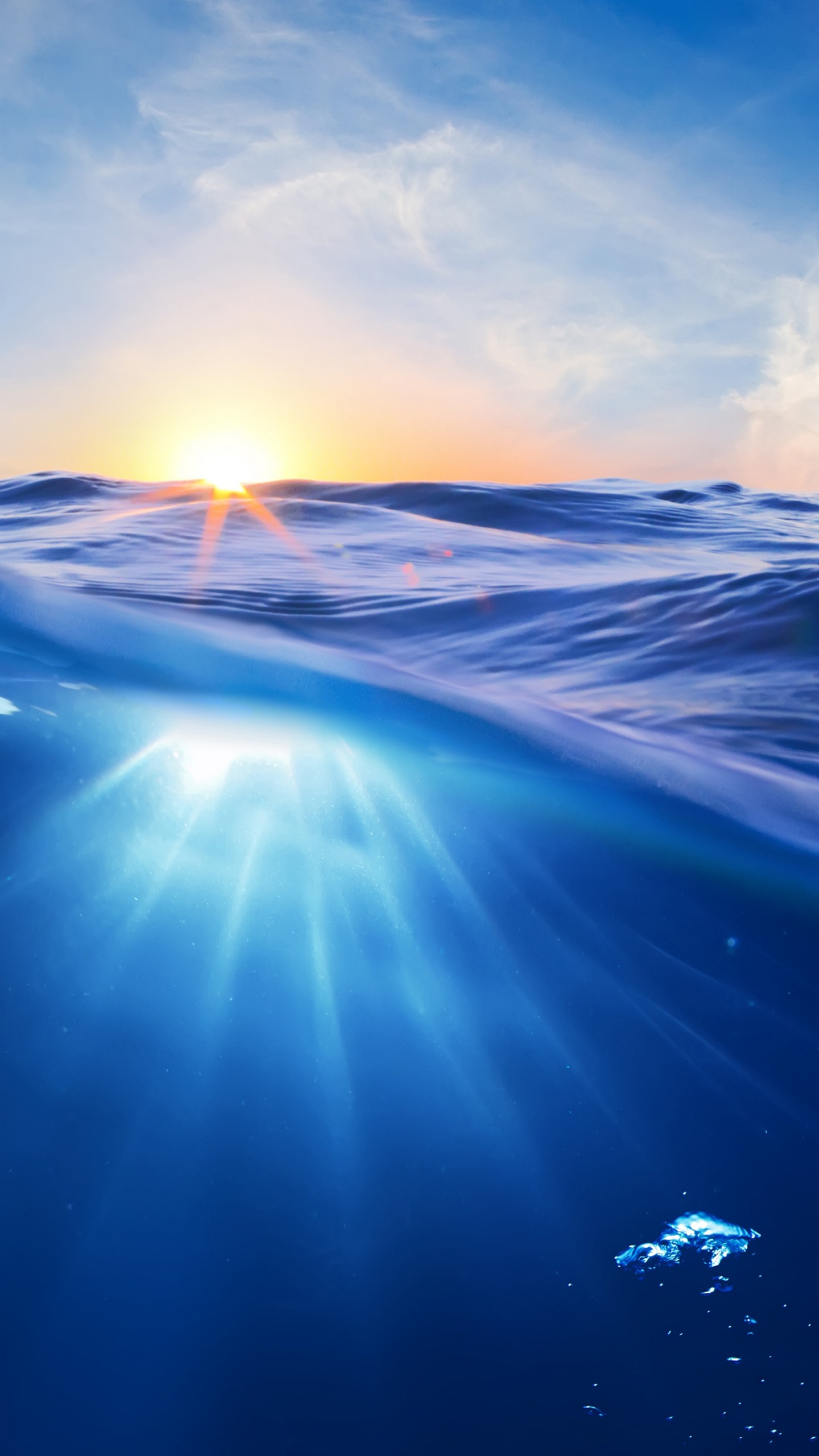 1440x2560  Wallpaper Ocean 5k 4k wallpaper 8k Sea nature underwater water sun sky blue лучи OS # 386 