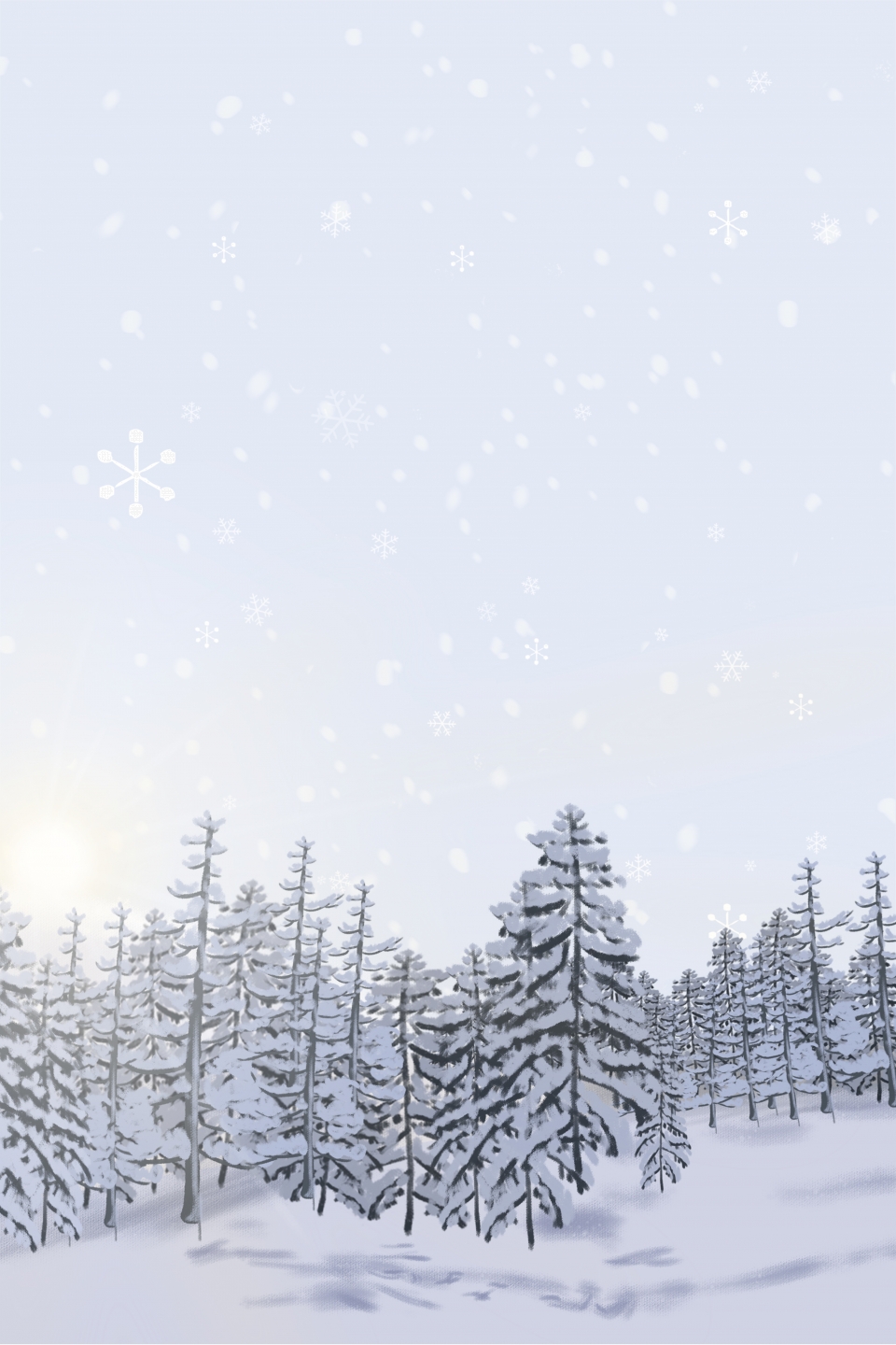 960x1440 Winter White Snow Scene Mobile Phone End H5 Background Winter White Snow Background Image for Free Download 