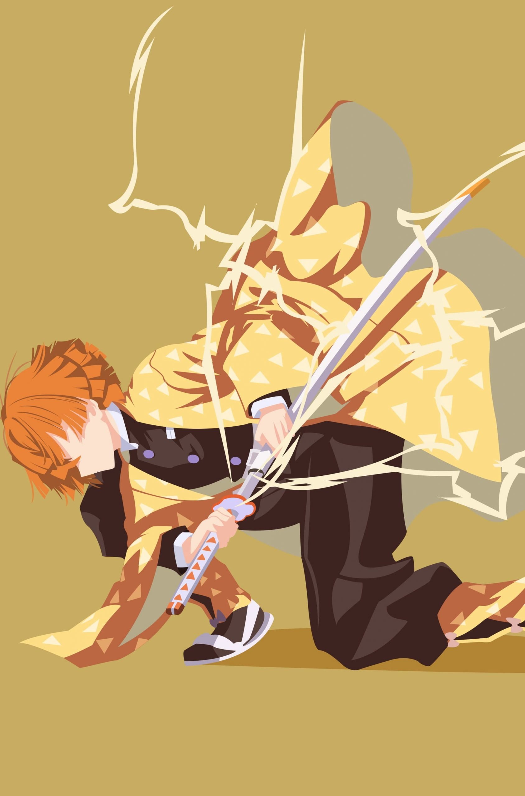 1688x2560  zenitsu agatsuma Demon Slayer обои 4K PC Desktop #8991E 