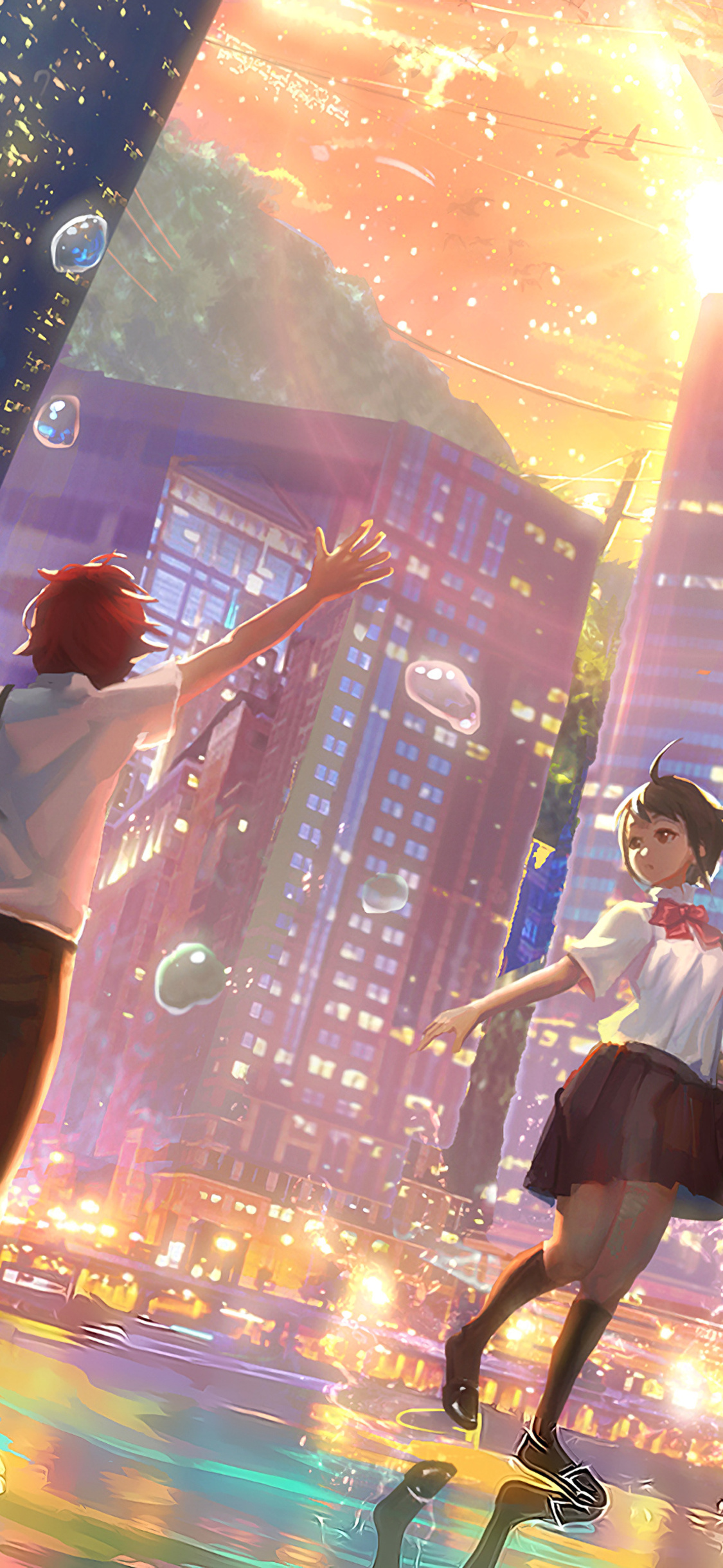 1125x2436   мальчик и девочка аниме любовь HD обои - обои пещера 