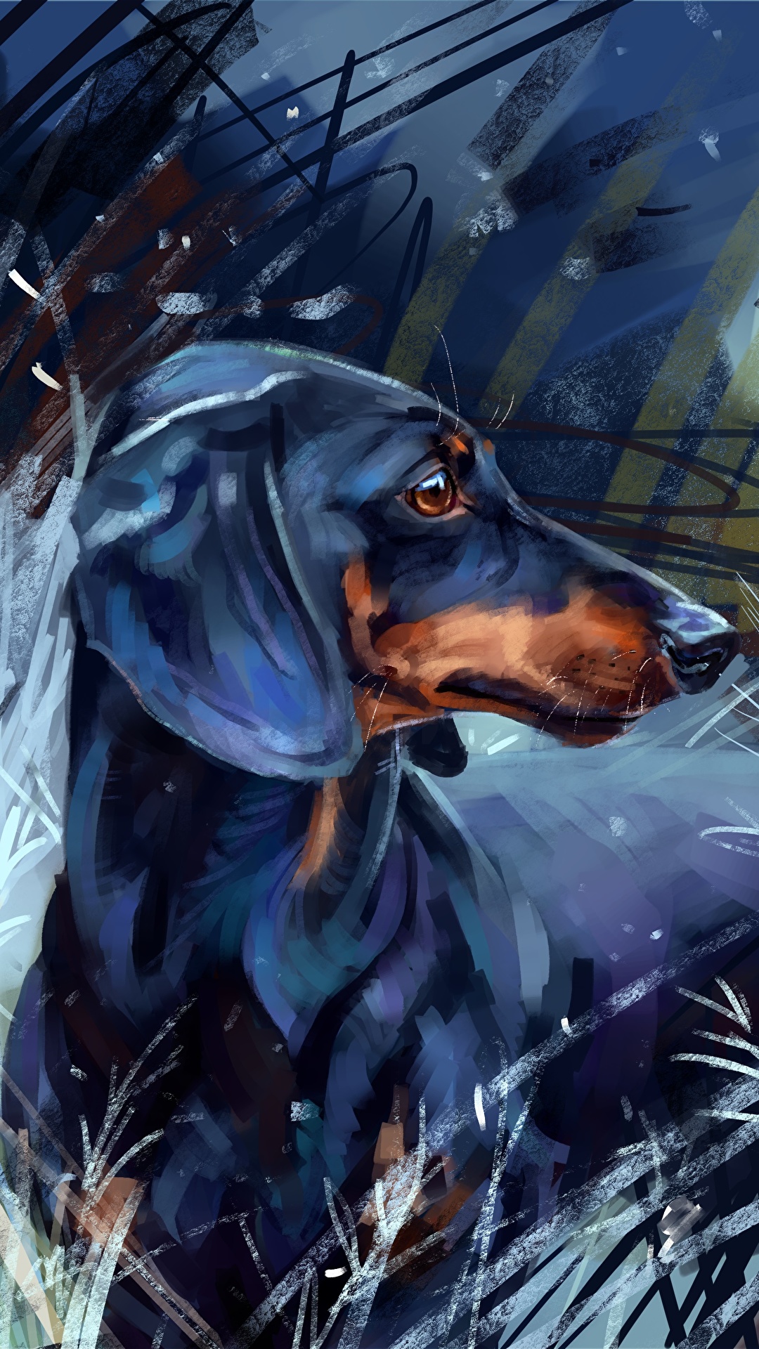 1080x1920   Изображение Такса Собаки Животные Рисование 1080x1920