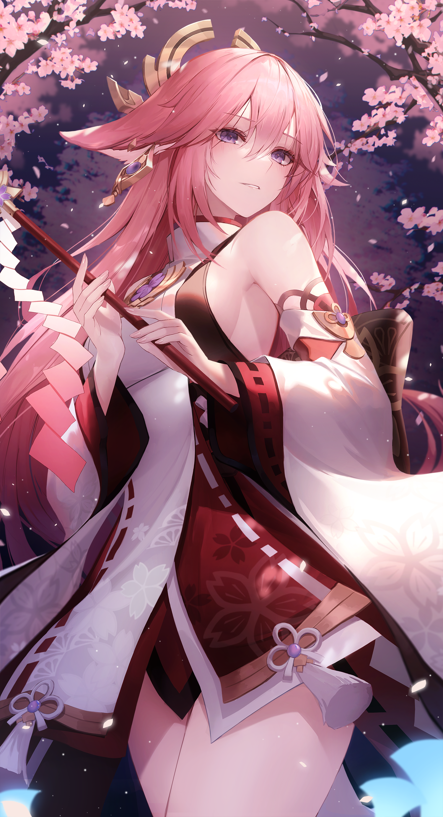 1500x2766   Аниме -аниме девочки Yae Miko Genshin Impact Genshin Impact Pink Hair Blossom Искусство chyopeuteu обои - разрешение: 1500x2766 - id: 1292436 - Wallha.com 