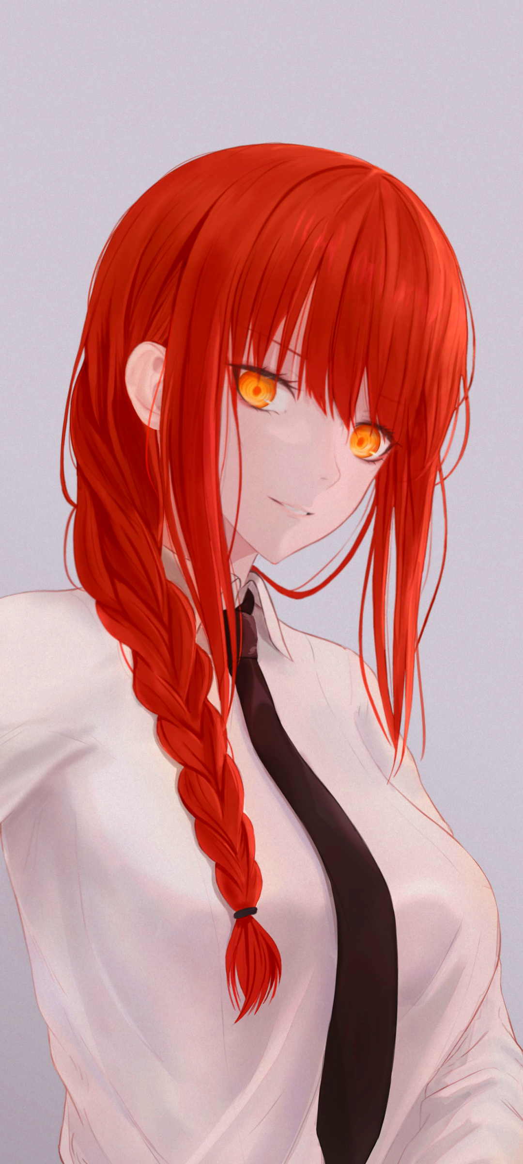 1080x2400  hd обои: аниме девушки, мужчина бензопила, Макима (мужчина бензопила), рыжеволосые, желтые глаза | Обои Flare