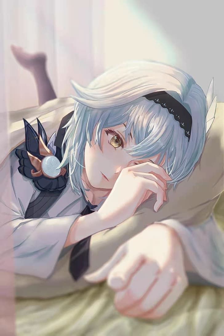 728x1092  Daily Anime обои - Eula | Ссылка на удар Genshin: https://www.pixiv.net/en/artworks/90154250 | Facebook