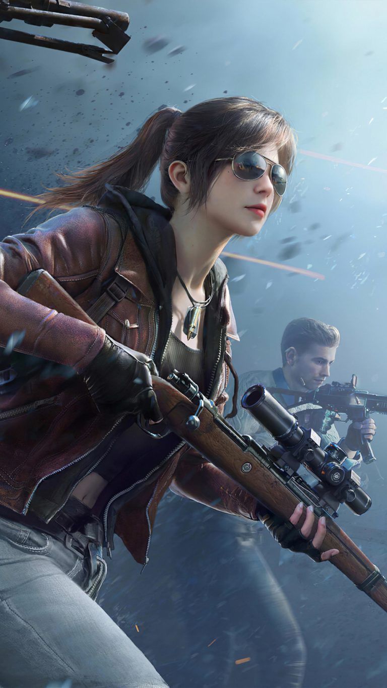 768x1365  PUBG Girl Sniper с командой 4K Ultra HD Мобильные обои | Снайперская девушка, борцовая девушка, мобильная легенда обои 