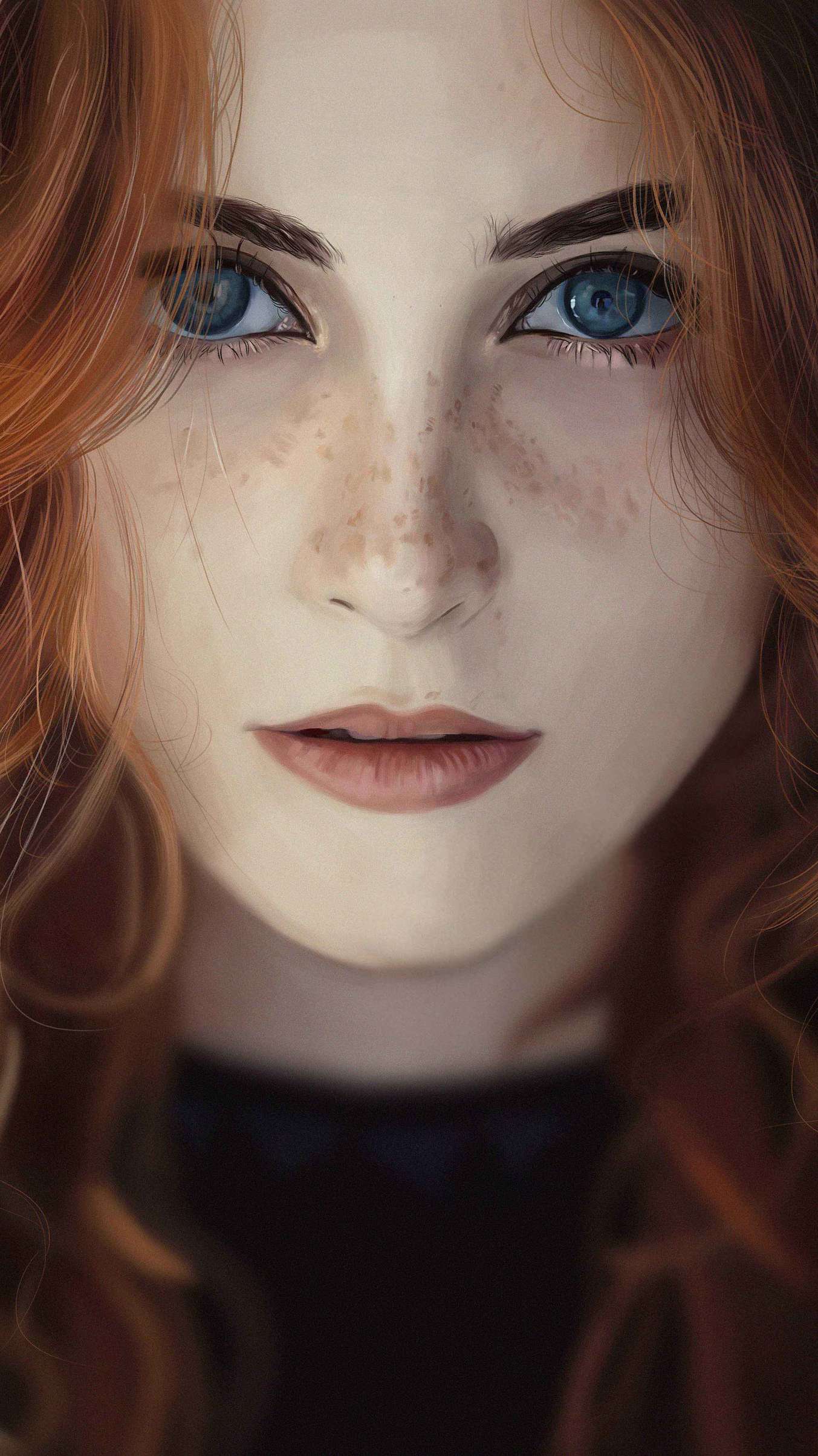 1353x2406   Симпатичная Happy Redhead Girl 4K Ultra HD Мобильные обои 