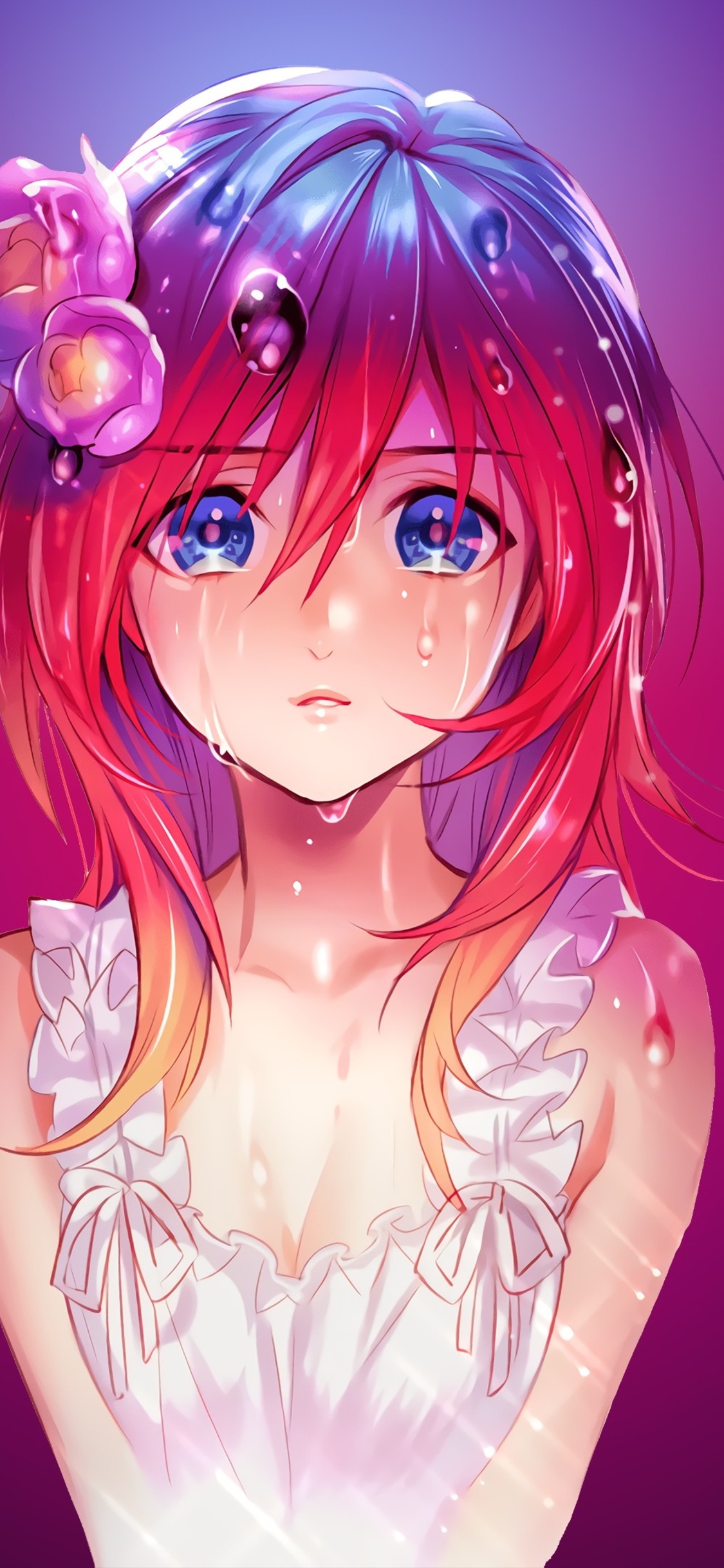 1125x2436  1125x2436 аниме девушка капает красные головы голубые глаза iPhone XS, iPhone 10, iPhone x HD 4K обои, изображения, фоны, фотографии и картинки 