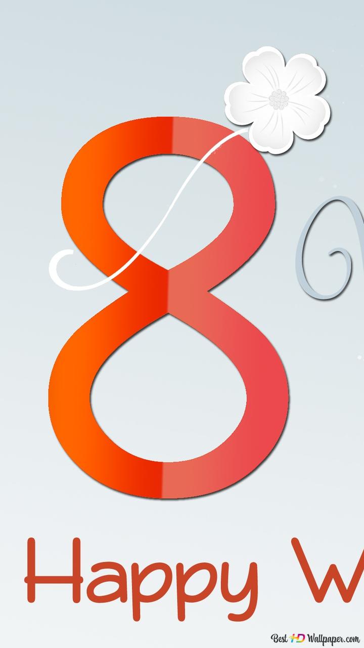 720x1280  8 Март Счастливой Женской День Написывания на облака и бирюзовый фон HD Скачать обои 