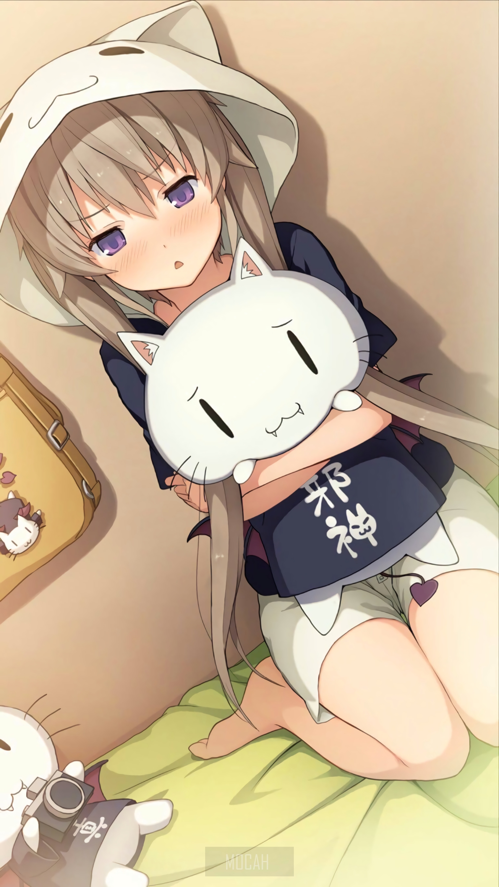 1688x3000  wallpaper: ночь, длинные волосы, девушки из аниме, отражение, кровать, синий, стекло, ноги, свет, темнота, скриншот, компьютерные обои 2400x3200 - uaman - 44126 - HD обои - Wallhere