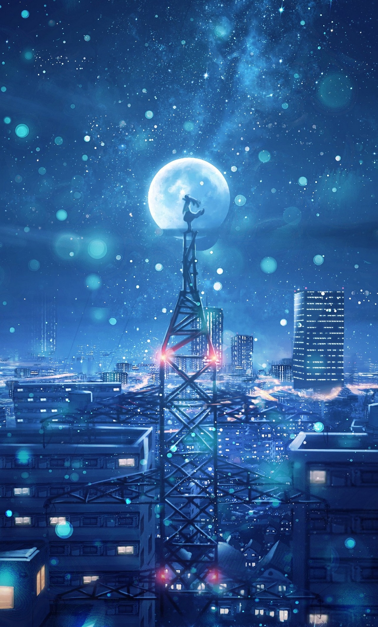 1280x2120  iphone11papers.com | iPhone11 Обои | bc63-moon-anime-night -art-illustration-purple 