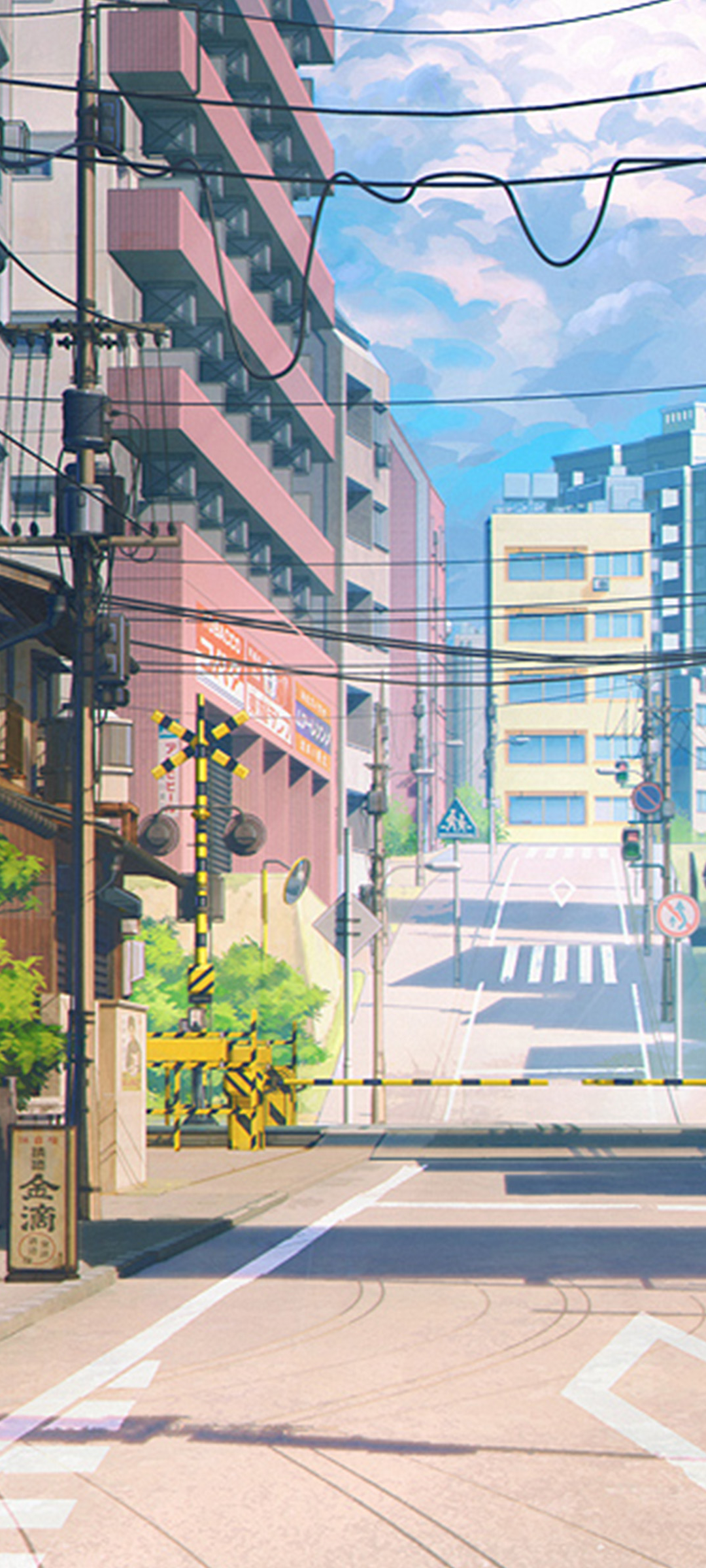 1080x2400  a милая аниме -девушка, прогуливаясь по одинокой дороге рядом с железнодорожной станцией, бесконечная прогулка stock photo - alamy