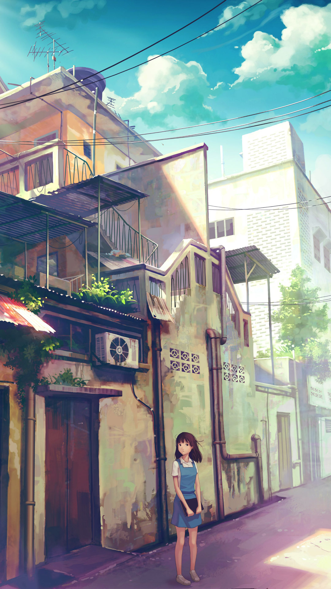 1080x1920  schoolgirl на городской улице - Лучшие HTC One Wallpapers