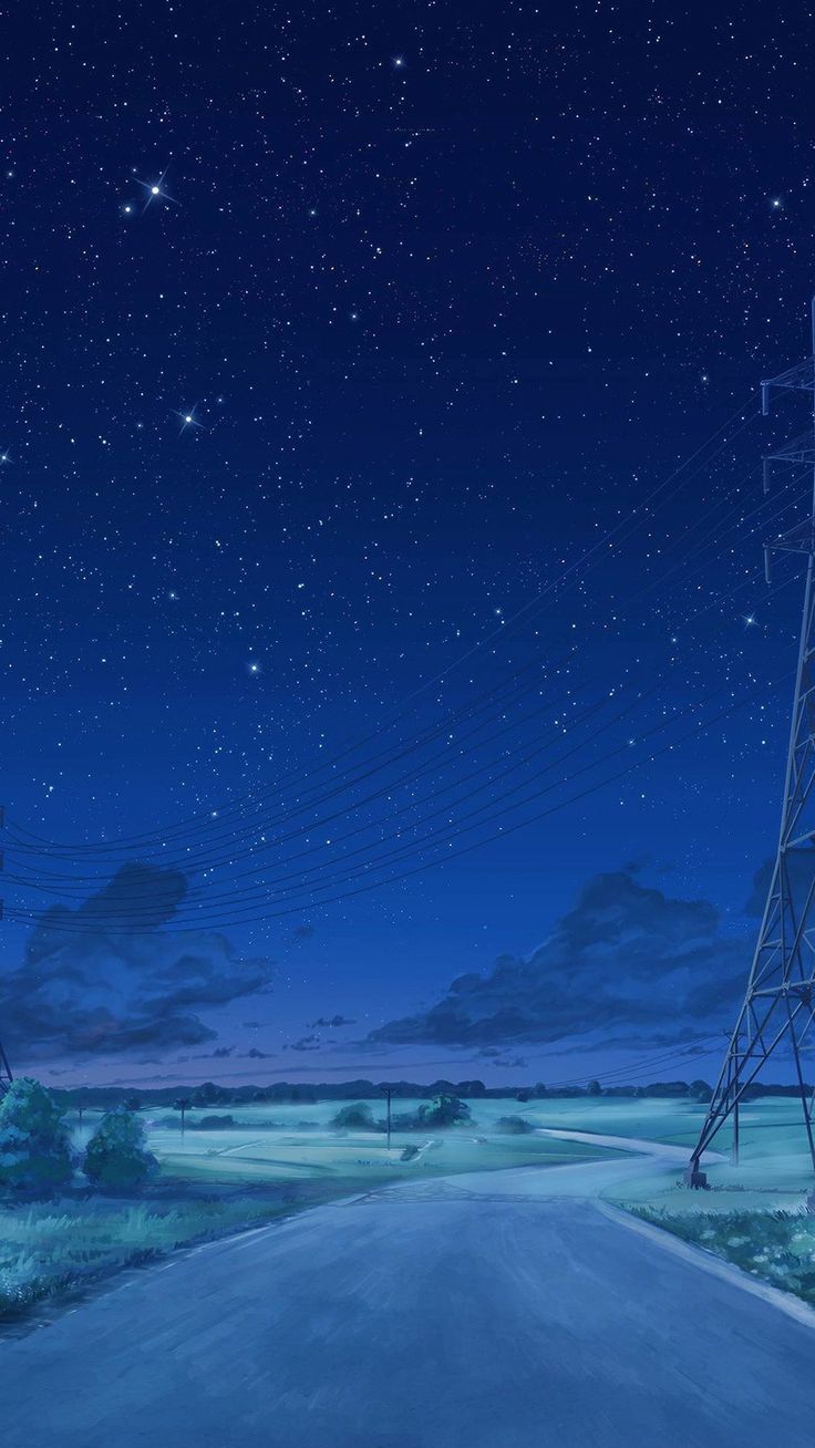 736x1308   Download Amoled Android Anime Night Street Wallaper | Wallpapers.com 
