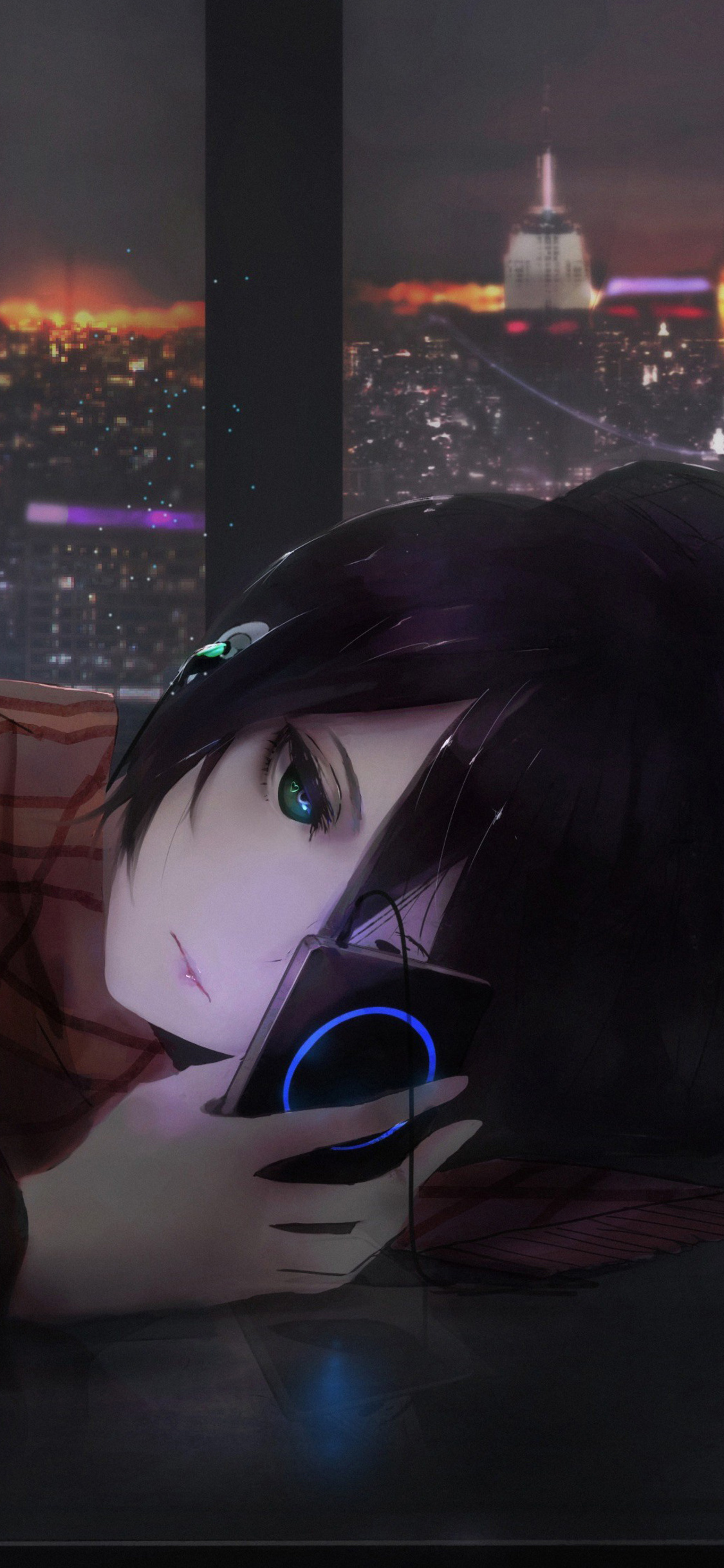 1125x2436   Anime Girl Mask Catana обои iPhone Phone 4k #1540f 