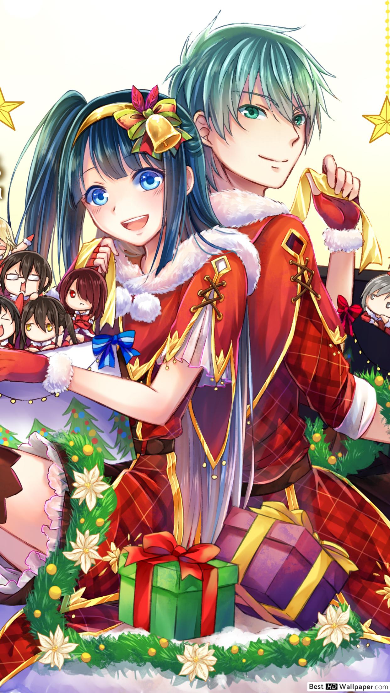 1242x2208  1193176 original characters, blonde, elves, anime, vertical, anime girls,  Narushima Kanna, Christmas, cleavage - Rare Gallery HD Wallpapers