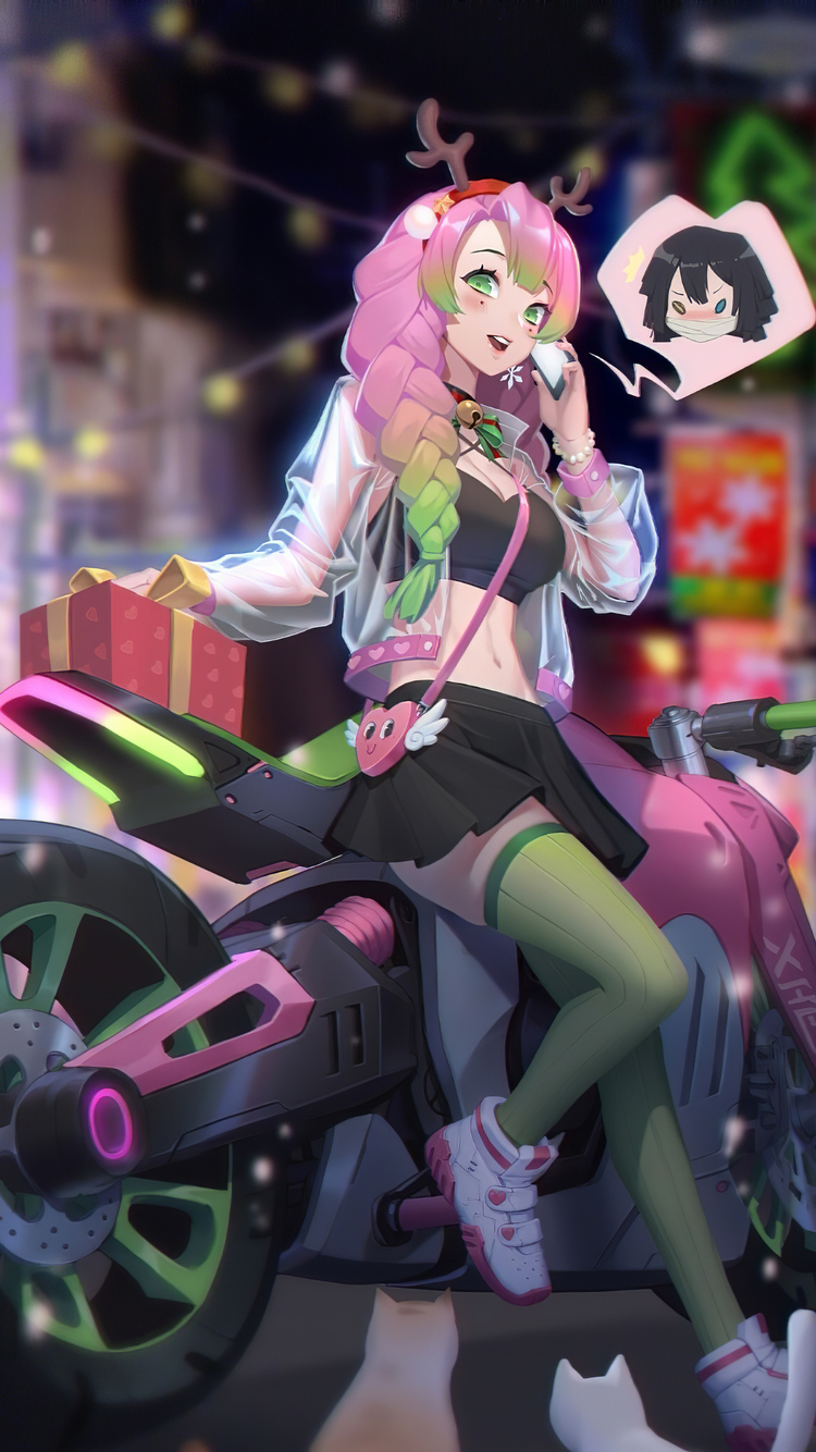 750x1334   406255 Аниме, аниме-девушка, шляпы Санты, блондинка, голубые глаза, рождественская заставка HD, 1703x3000-Редкая галерея HD Walpapers