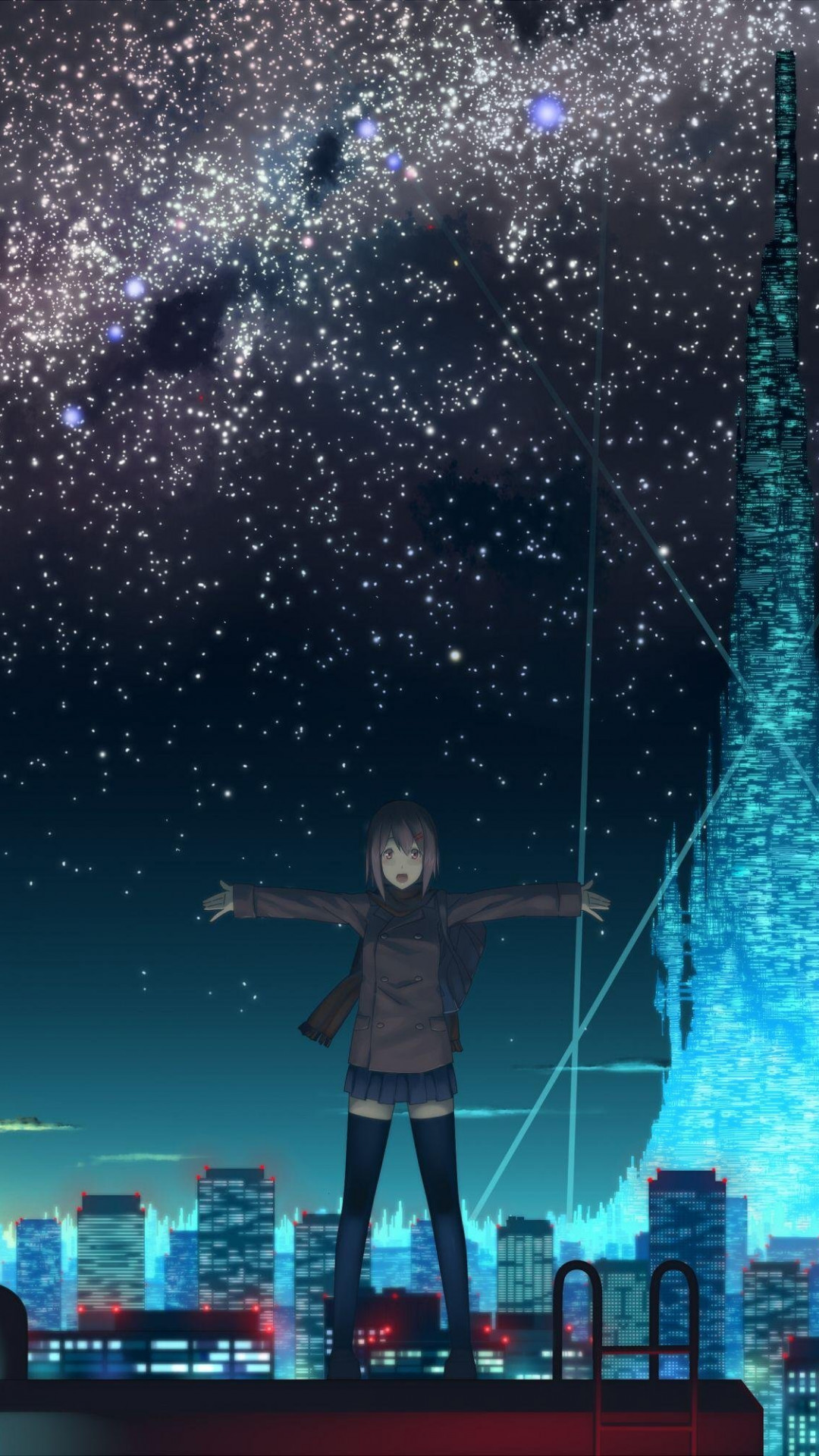 1080x1920   Wallpaper Id: 377227 / Anime City Phone обои, ночь, 1080x2160 бесплатно скачать 