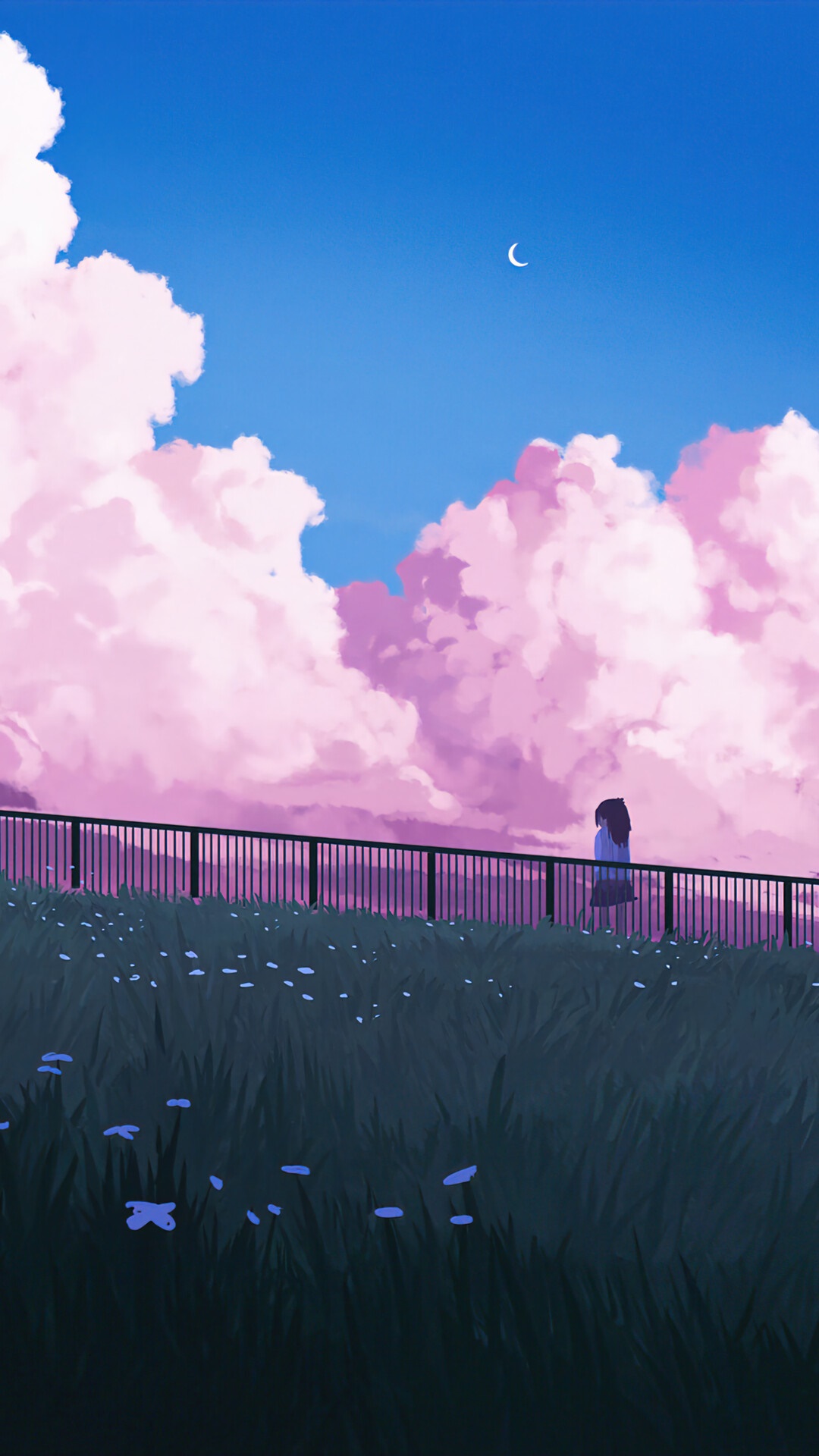 1080x1920   Premium Photo | Натуральный аниме -ландшафт с ярким небом и сочным цветом 