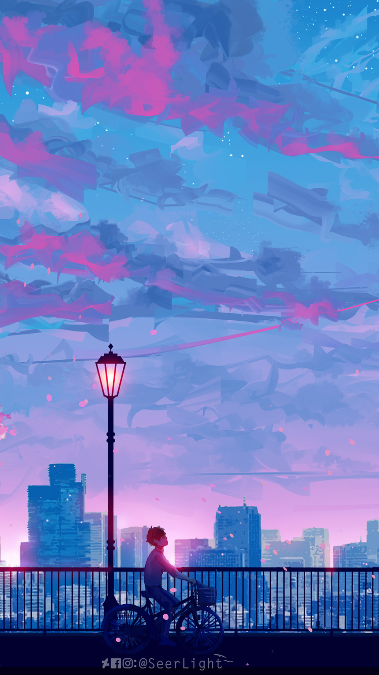 750x1334  Anime Landscape (), аниме солнечный небо HD Телефон Обои | PXFEULE