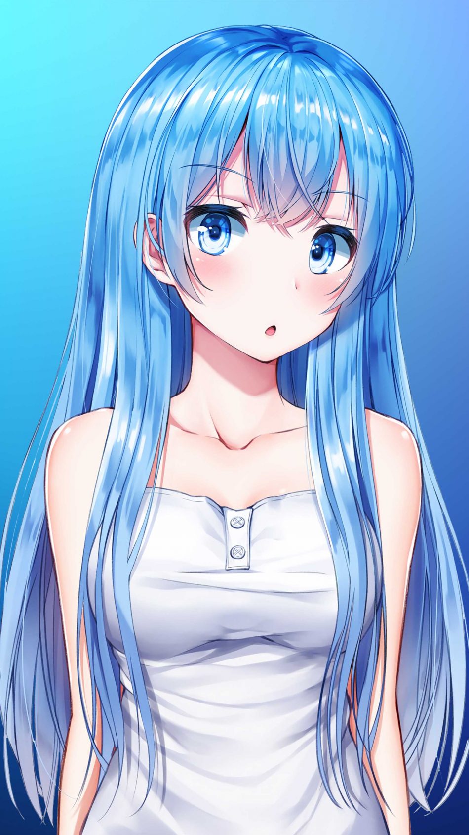 950x1689  anime Girl Blue Hair Blue Eye 4K Ultra HD Мобильные обои 