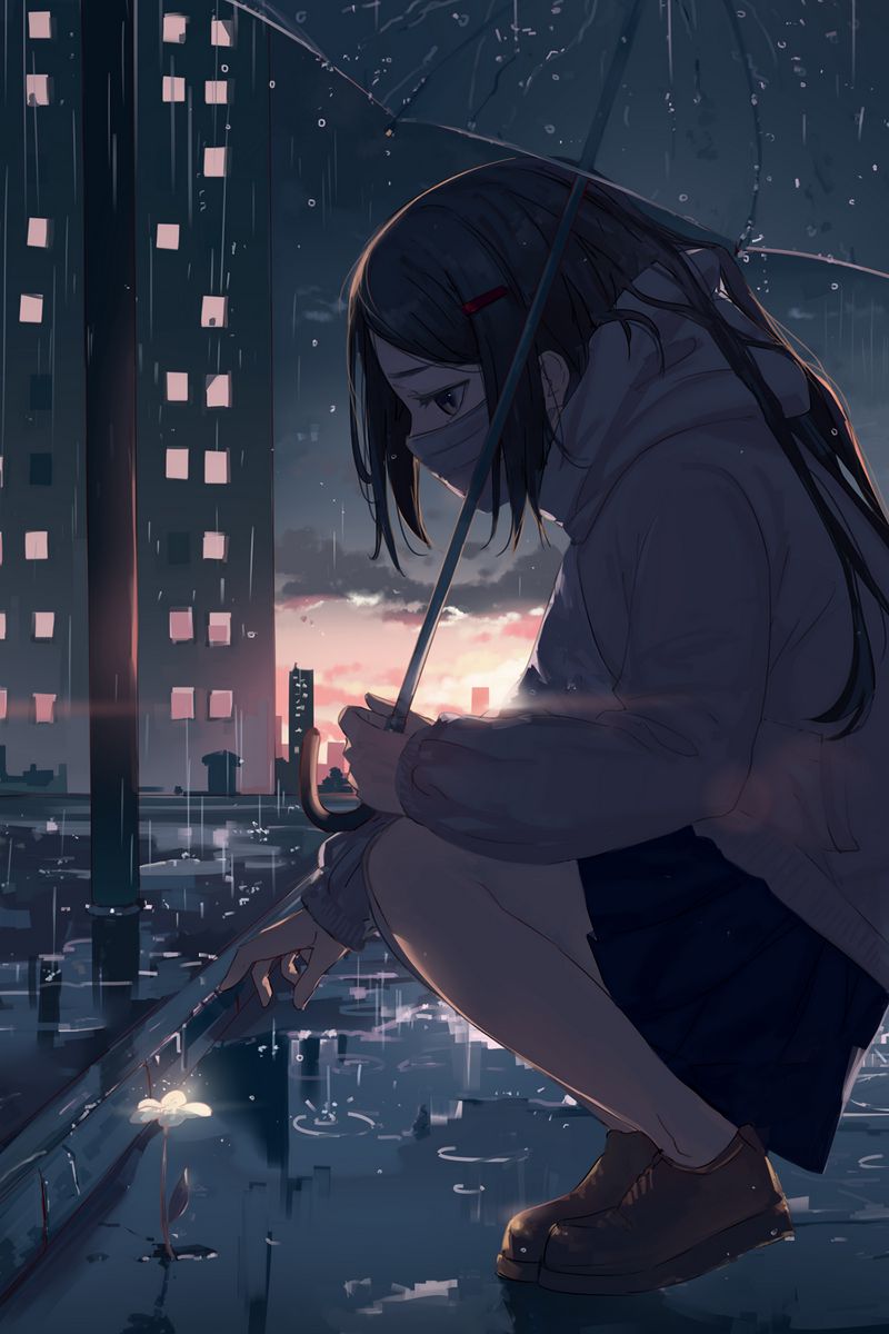 800x1200  750x1334 Sad Anime Girl Iphone 6, iPhone 6s, iPhone 7 HD 4K Обои, изображения, фоны, фотографии и картинки 
