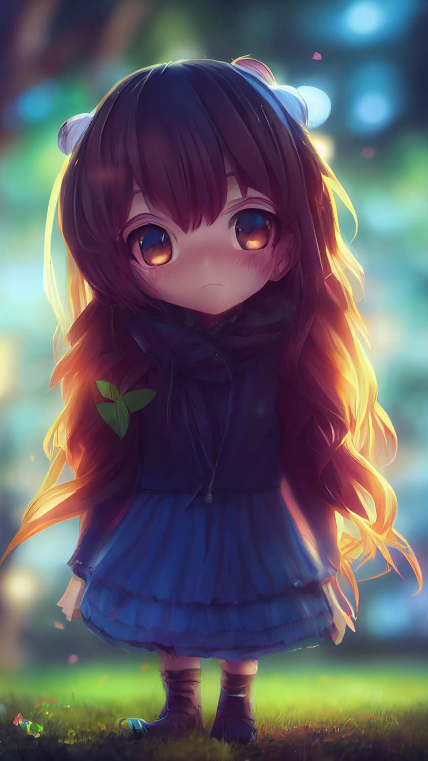 844x1500  cute Anime Girl Phone 4K Обои - обои с пещерной пещеркой 