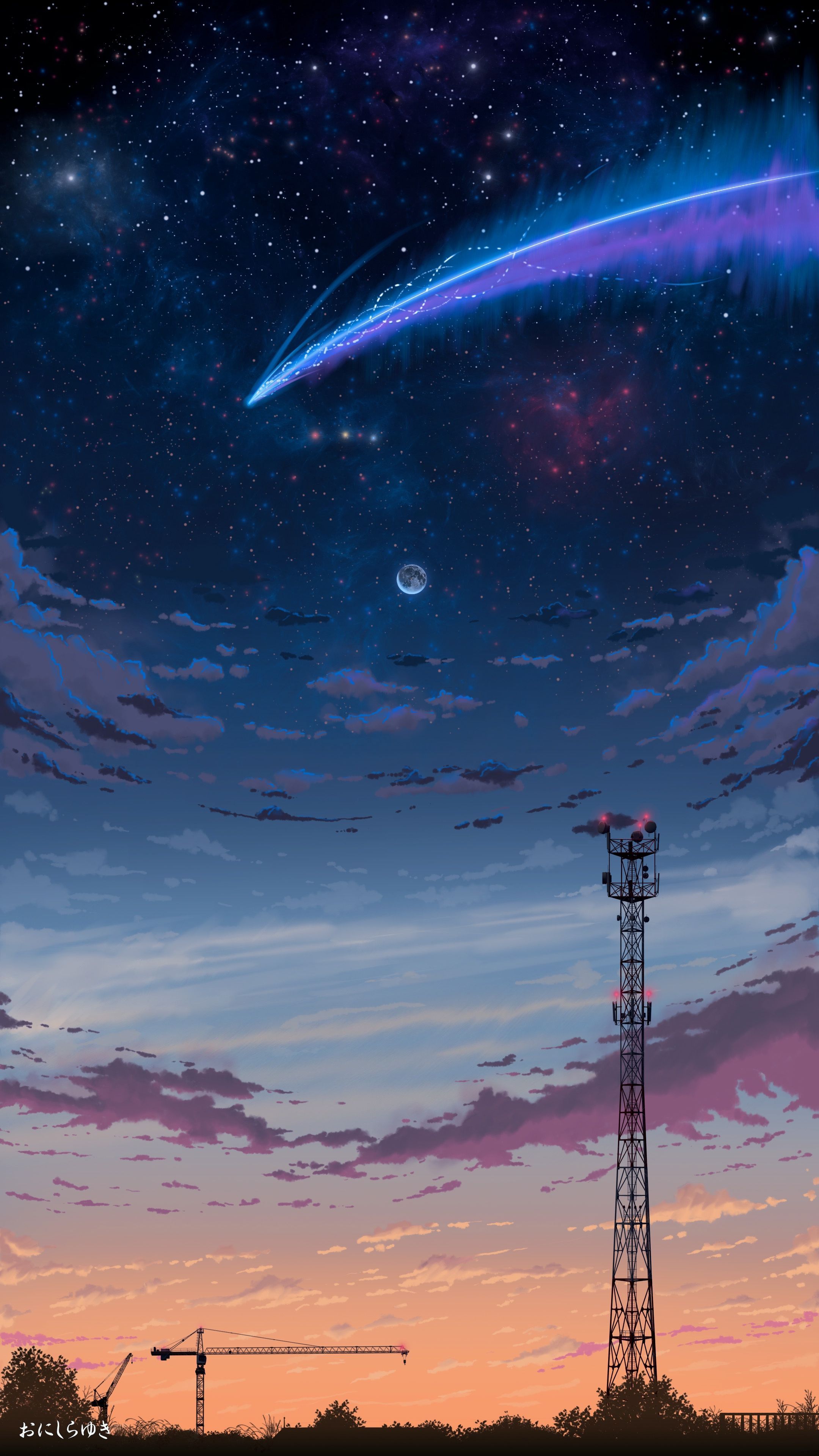 2160x3840   720x1280 Clouds, Sky, Anime Allape | Художественные обои, аниме-пейзажи обои, ландшафтные обои 