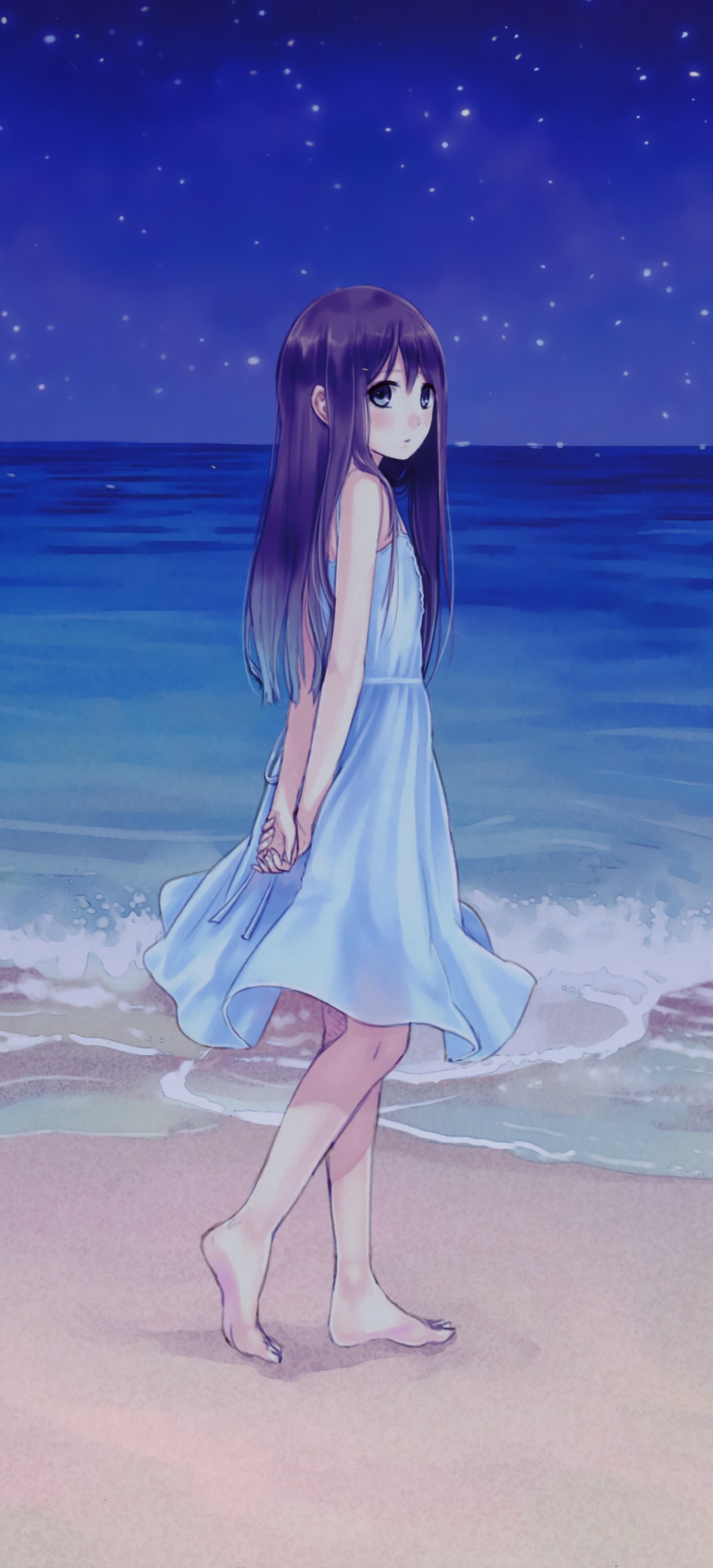 1228x2700  Anime пляжные пляжные пейзажи в Sunset Red 2K обои загрузка 