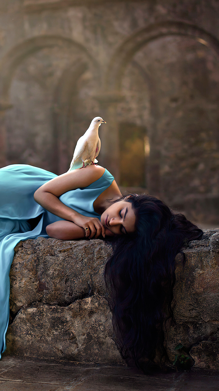 750x1334  750x1334 Girl Sleeping Poyeon iPhone 6, iPhone 6s, iPhone 7 HD 4K обои, изображения, фоны, фотографии и картинки