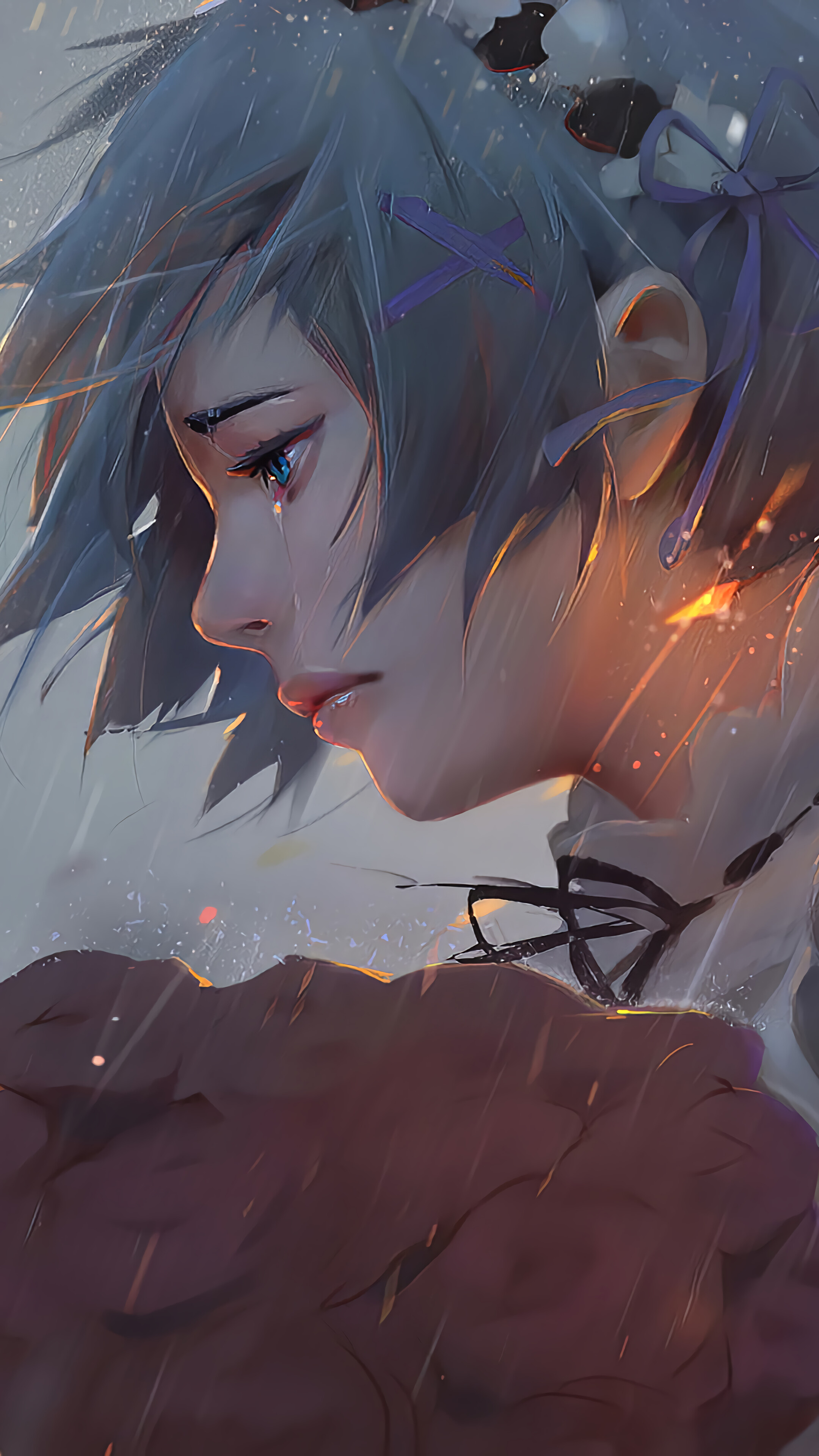 2160x3840  323848 Аниме, девочка, плач, REM, Re: Zero, 4K - Редкая галерея HD Обои обои