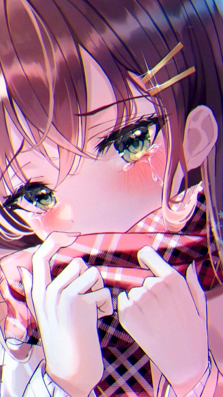 750x1334  Скачать укрытие грустного эстетического аниме девушки -обои | Wallpapers.com