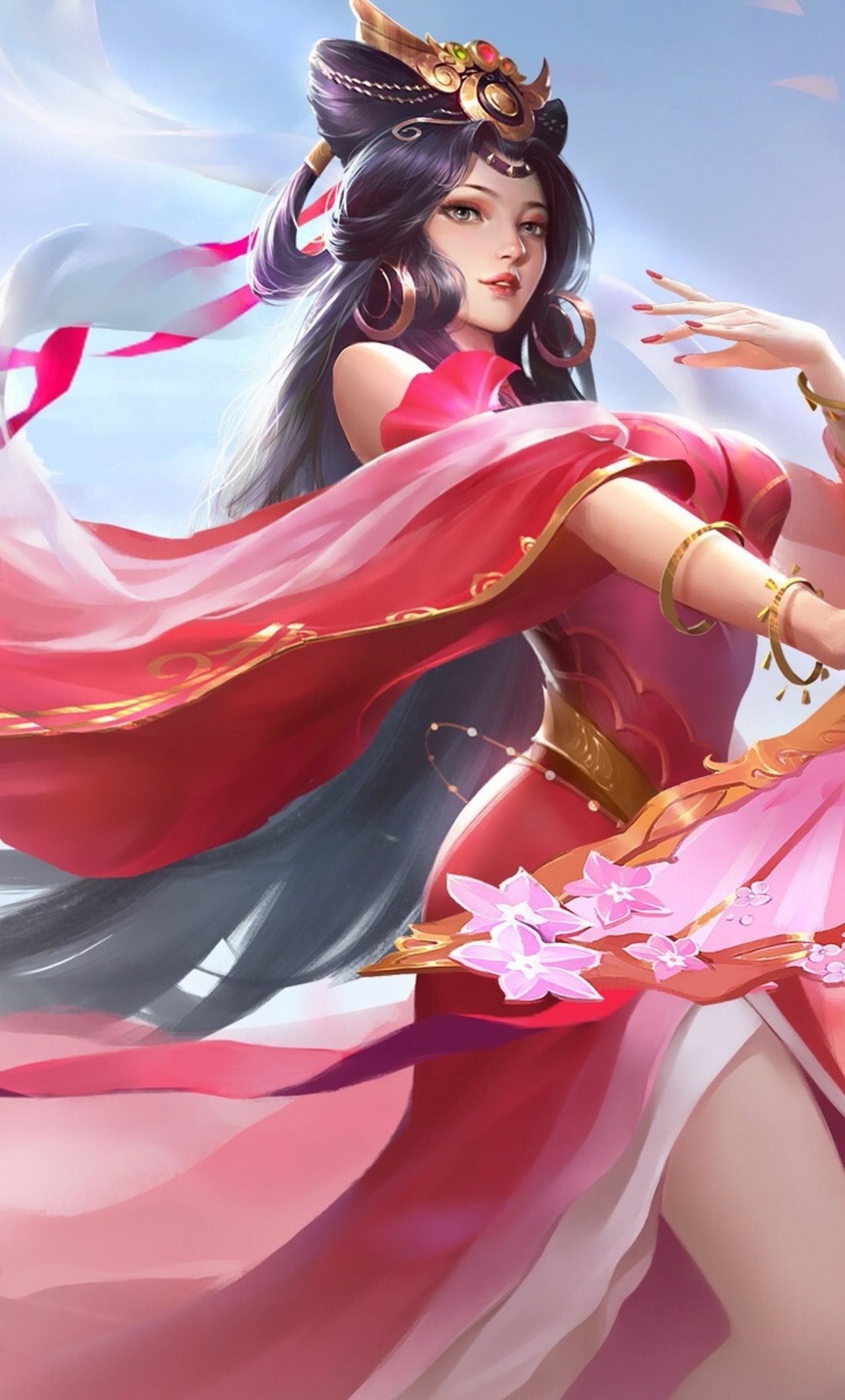 1280x2120  1280x2120 Anime Girl в китайском розовом платье танцует iPhone 6+ HD 4K обои, изображения, фоны, фотографии и картинки