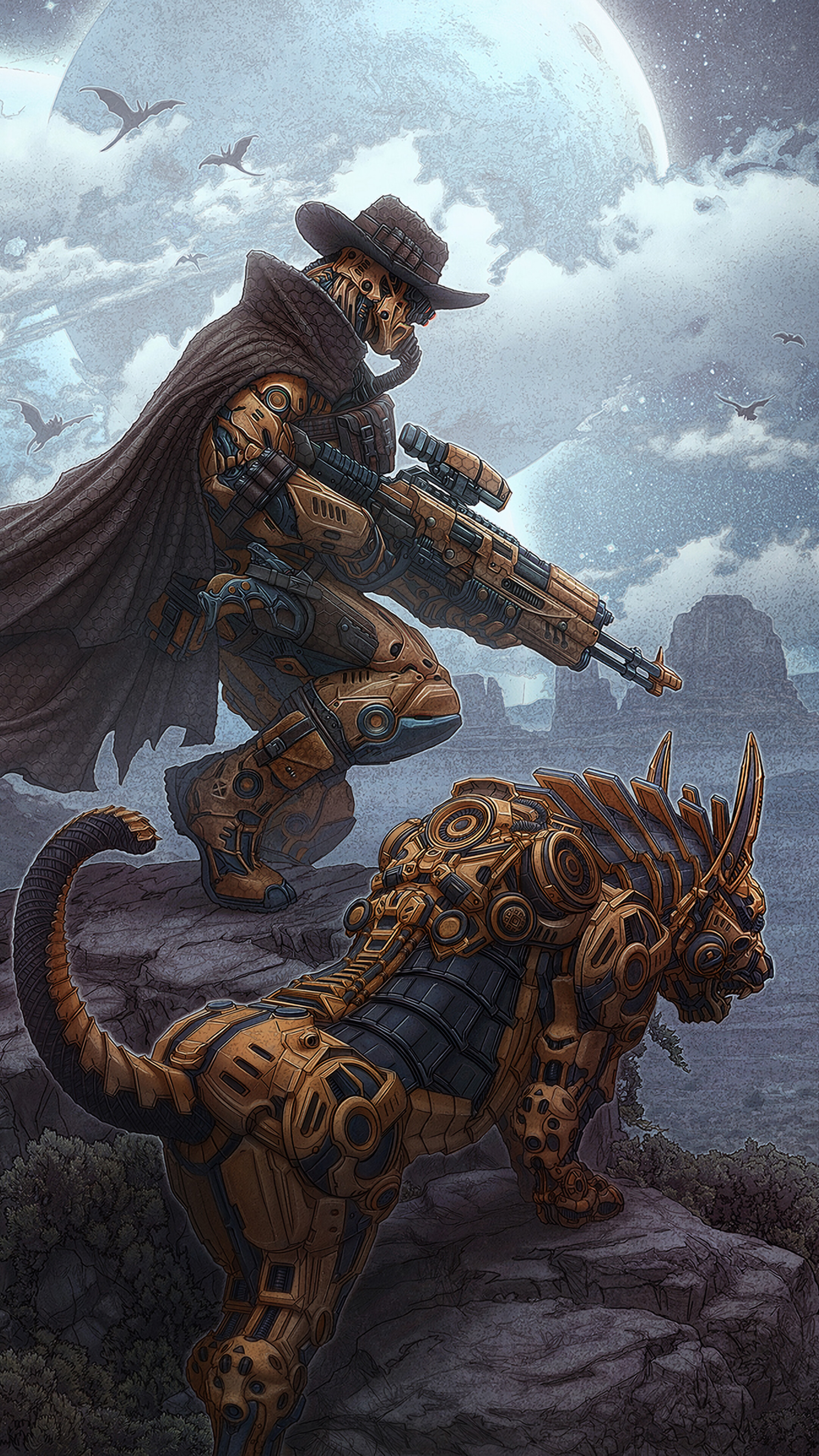 2160x3840  326406 Steampunk, Sci -Fi, Cowboy, Art, 4K - Редкая галерея HD обои