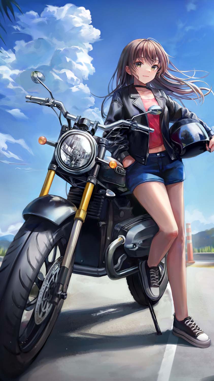 843x1500  Biker Girl Anime Anime Iphone обои HD - обои для iPhone: обои для iPhone