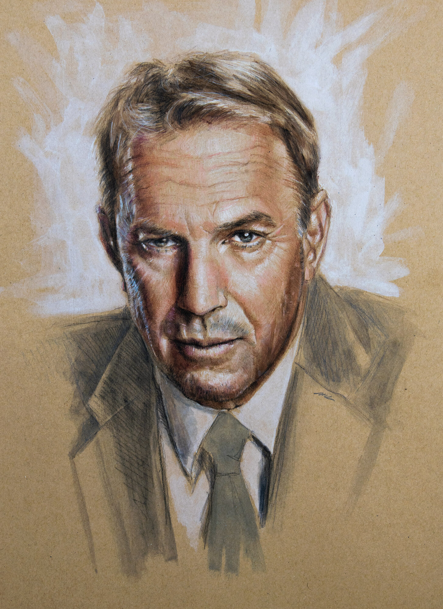 1455x2000  Célébrité tête épaules Film Star Cemise Blanche Mal Rasée Kevin Costner Banque de Photographies et D'Image